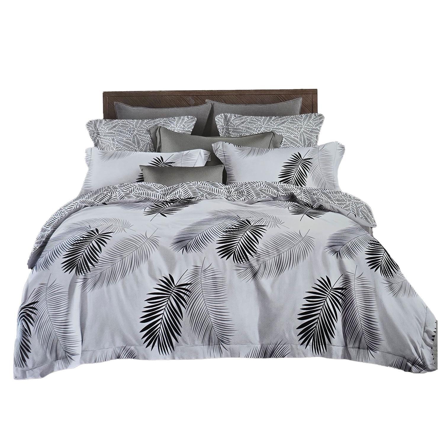 JUEGO DE SABANAS 2.5 PLAZAS KING HOJAS GRIS 642-1