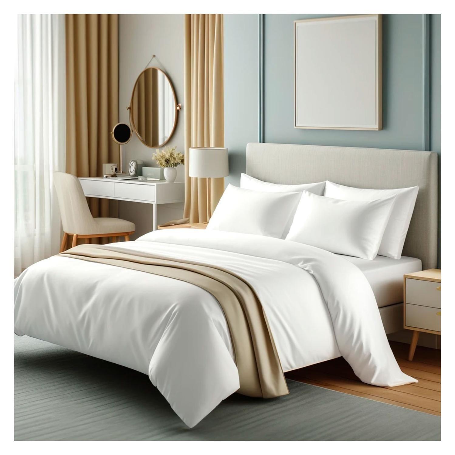 Sábanas 3000 Hilos 1.5 plazas Diseño Americano Blanco-1