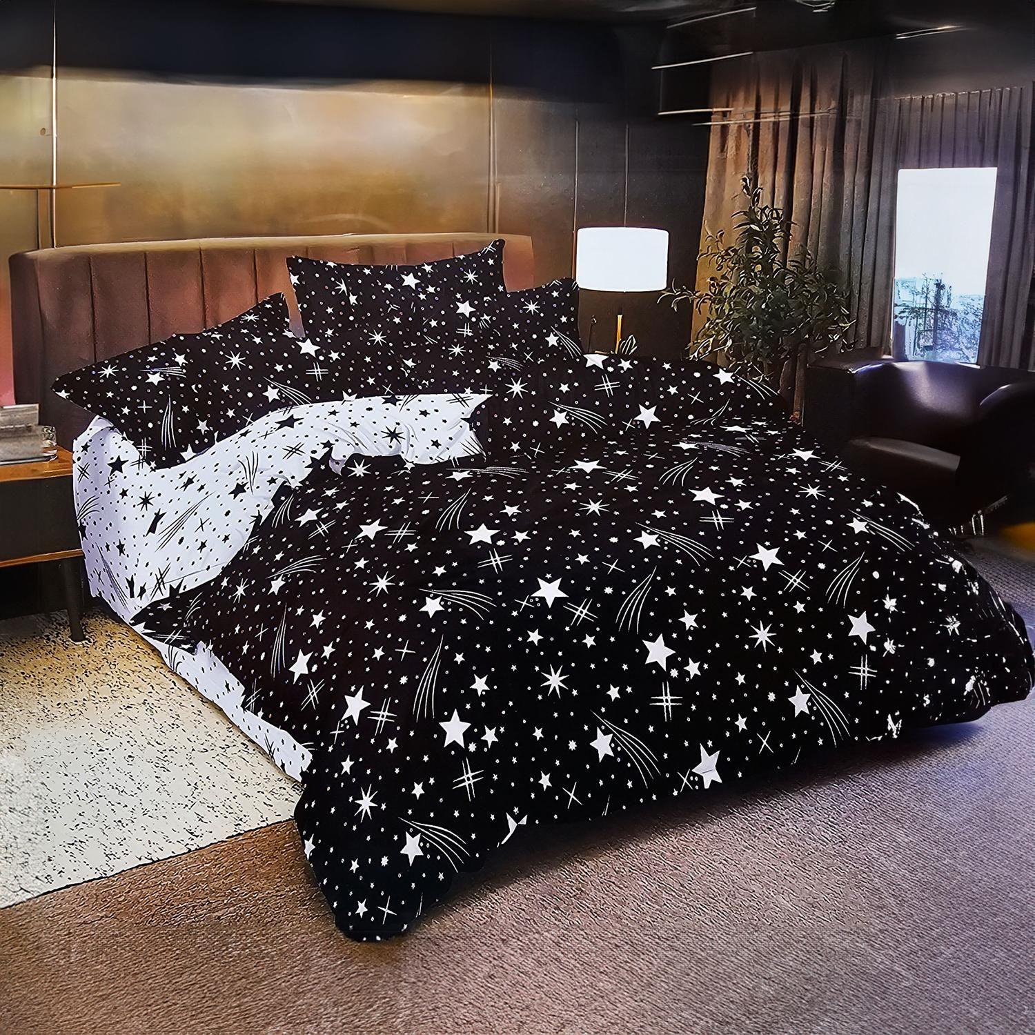 JUEGO DE SABANAS 2.0 PLAZAS QUEEN ESTRELLAS BLACK 626-0