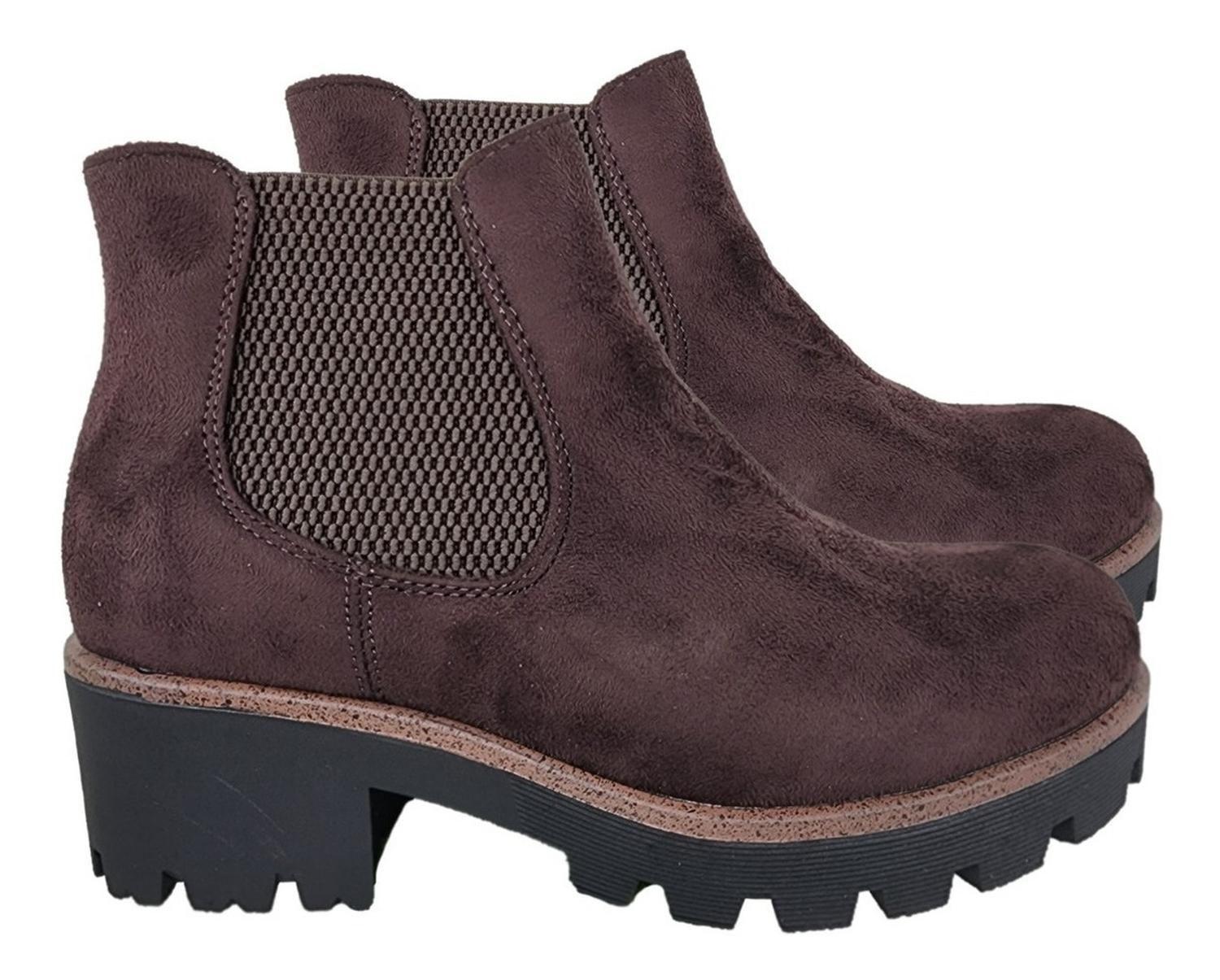 Botin Gamuza Con Ajuste Elastico Mujer Casual / Formal 3128-2