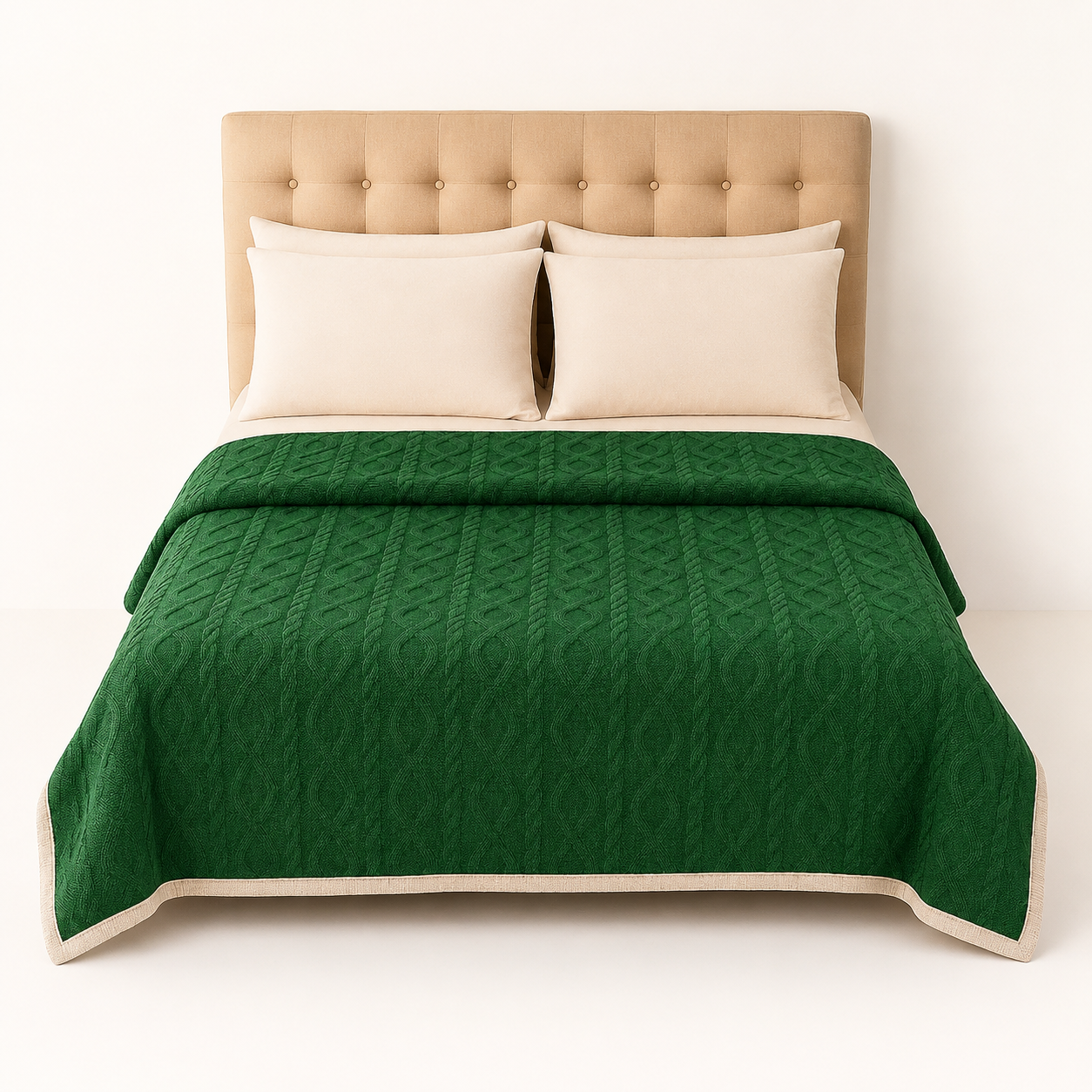 Manta Suave Diseño Geometrico Verde Oscuro 2 Plazas Sherpa para Hogar-5