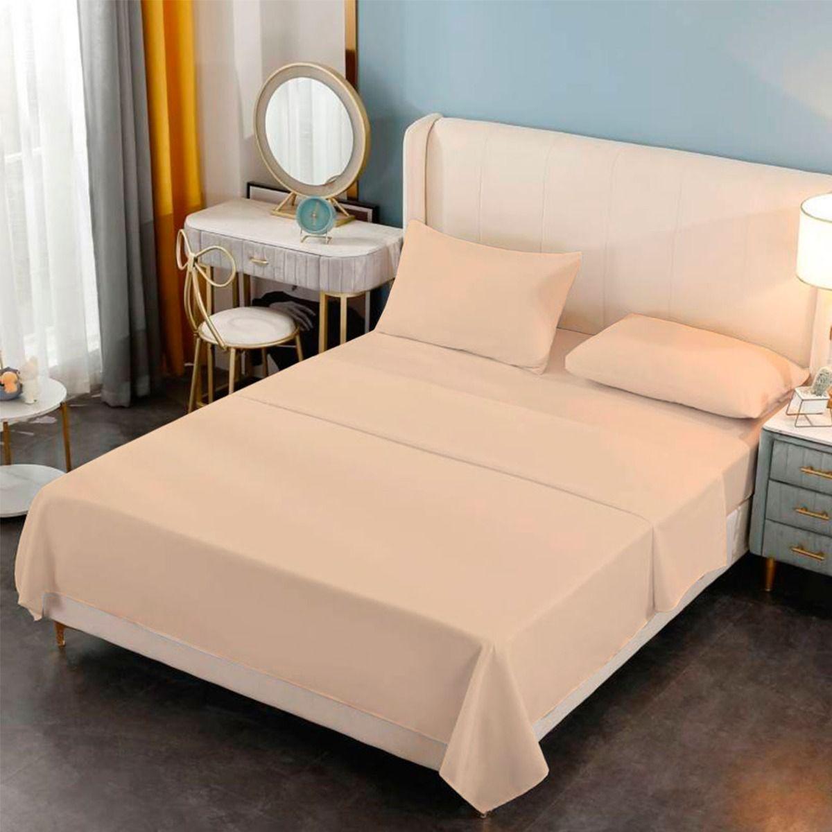 Juego Sabana Premium Algodon 188 Hilos 2.0 Plazas Crema-0