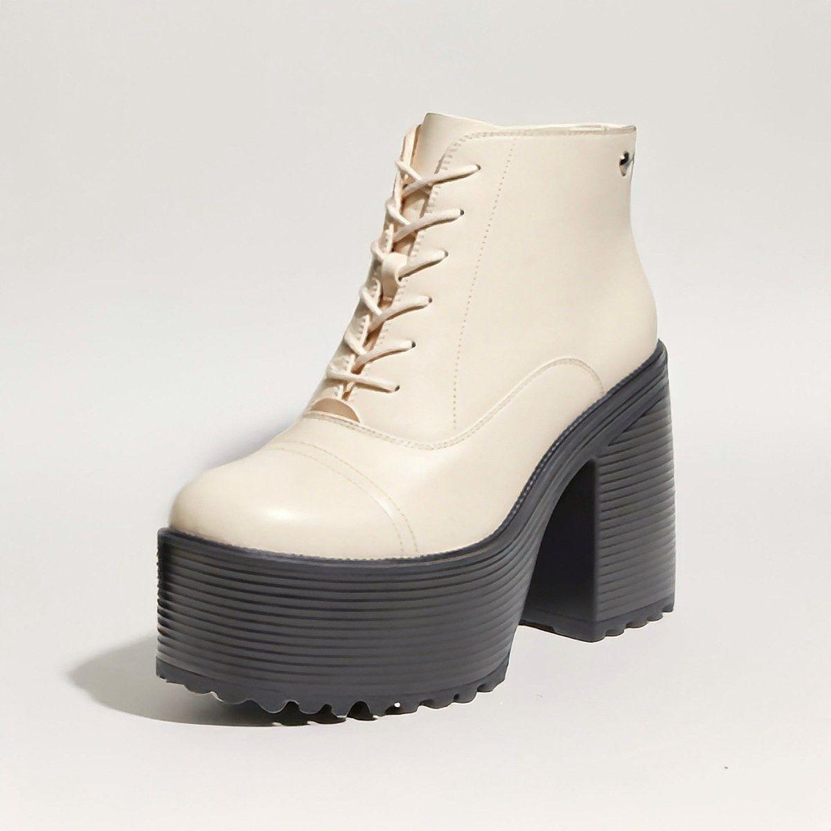 Botines Moda Beige | Plataforma Alta y Diseño Elegante - 7657-1