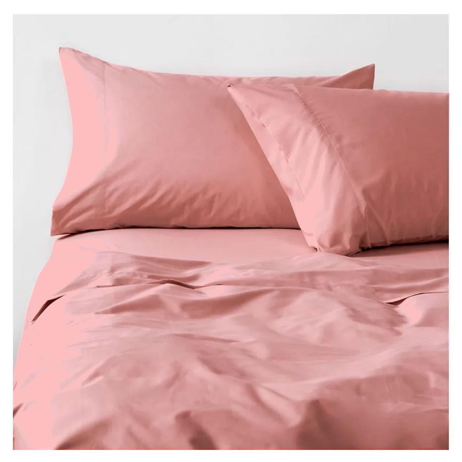 Sábanas 3000 Hilos 2.5 plazas Diseño Americano Rosado-0