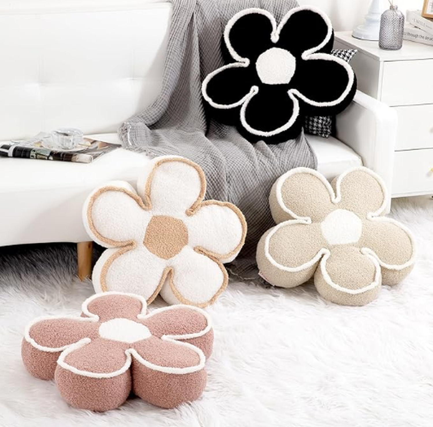 Cojín Flor Suave Y Comodo Para Silla Beige-1