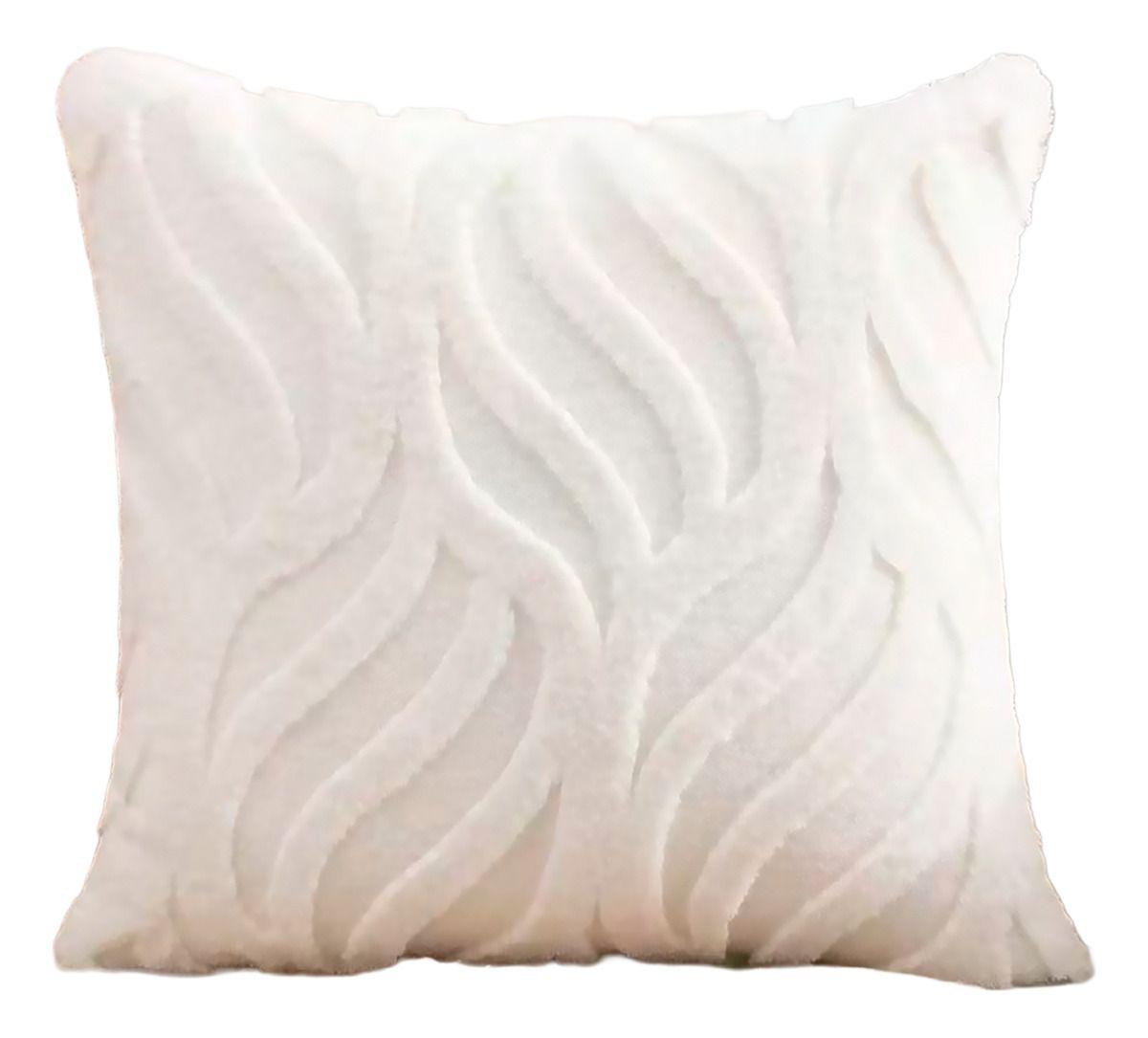 Funda De Cojín 45x45 Cm Blanca Textura Aterciopelada 244-0