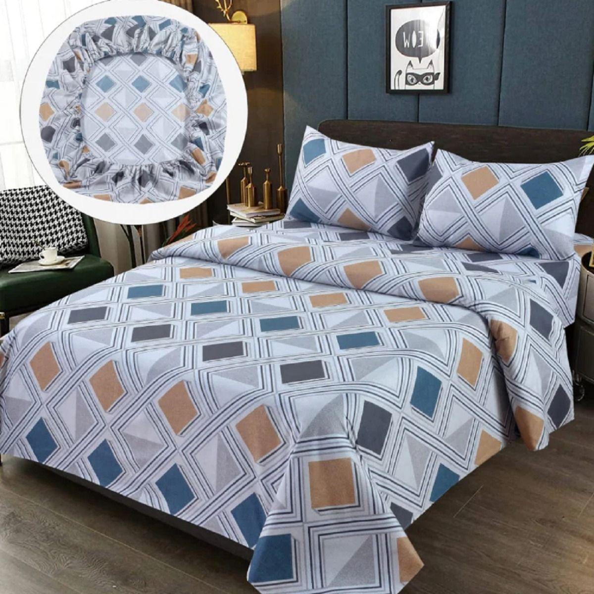 Sabanas Premium Algodón 2.0 Plazas 200 hilos - Gris Rombos-0