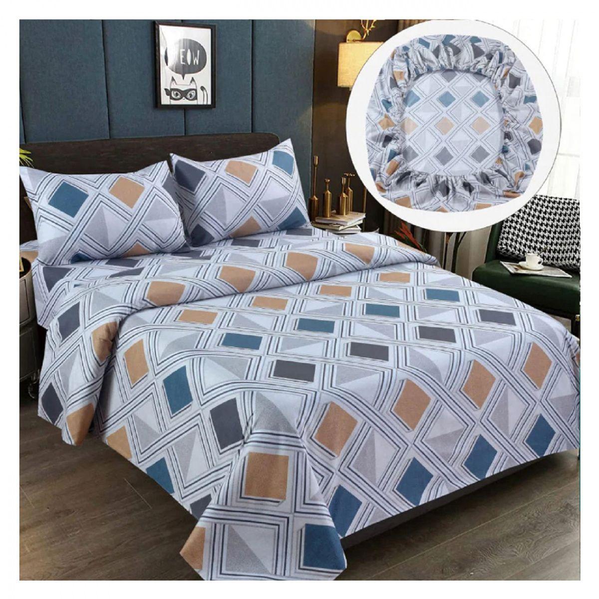 Sabanas Premium Algodón 2.0 Plazas 200 hilos - Gris Rombos-1