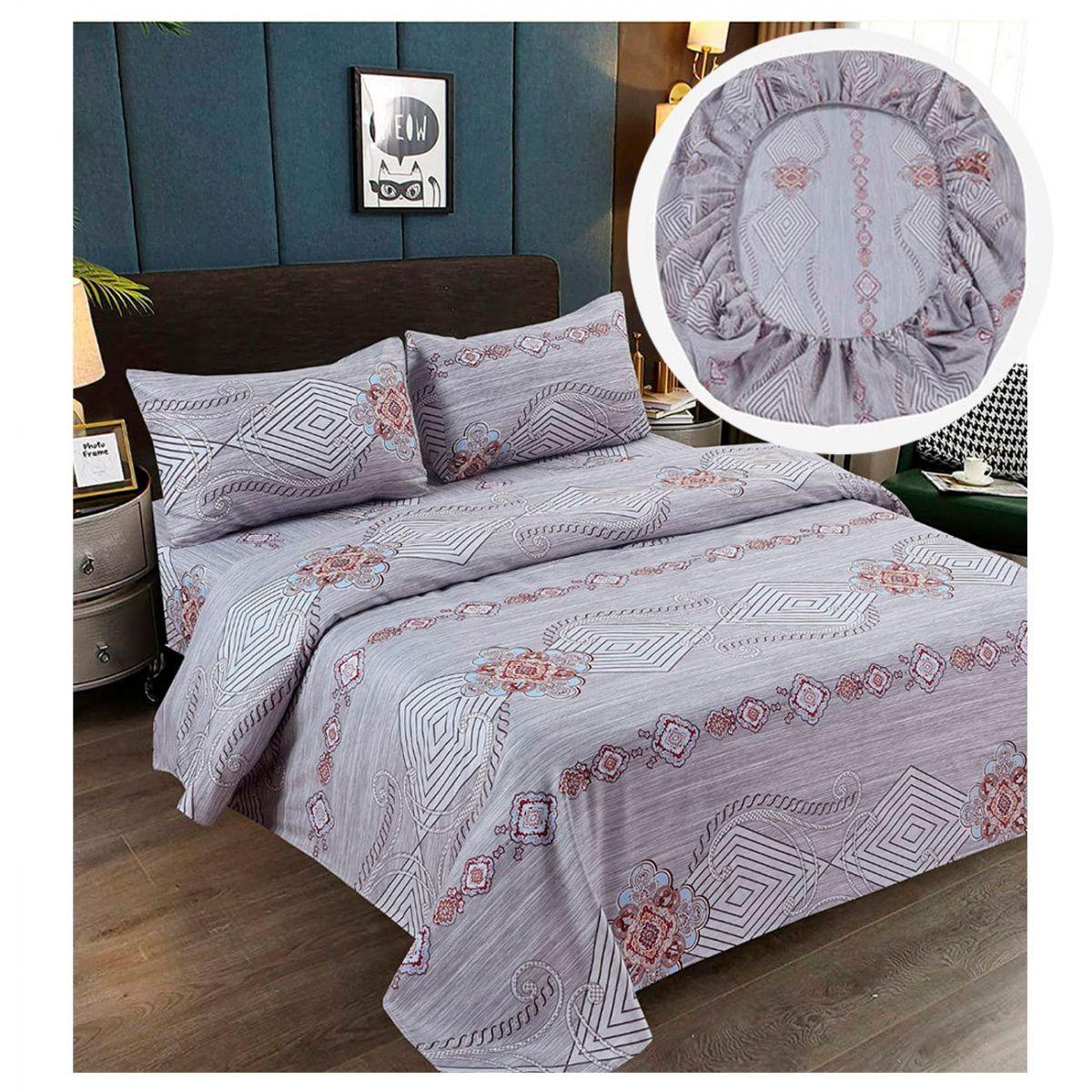 Sabanas Premium 100% Algodón 2.5 Plaza King Gris Oriental-1