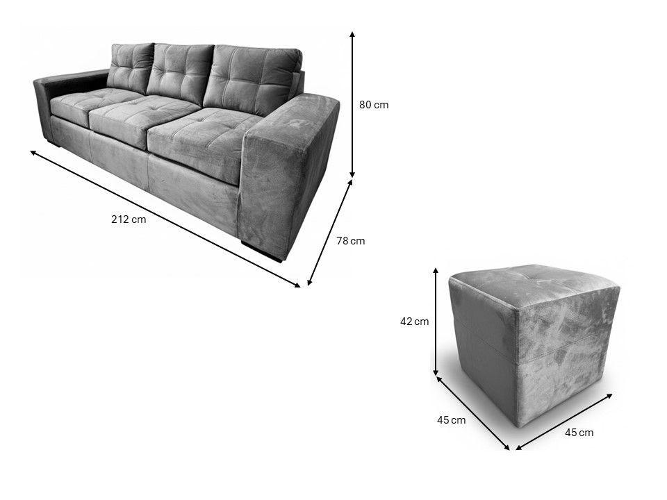 Sofá 3 cuerpos + 2 Pouf Lucca Felpa-6