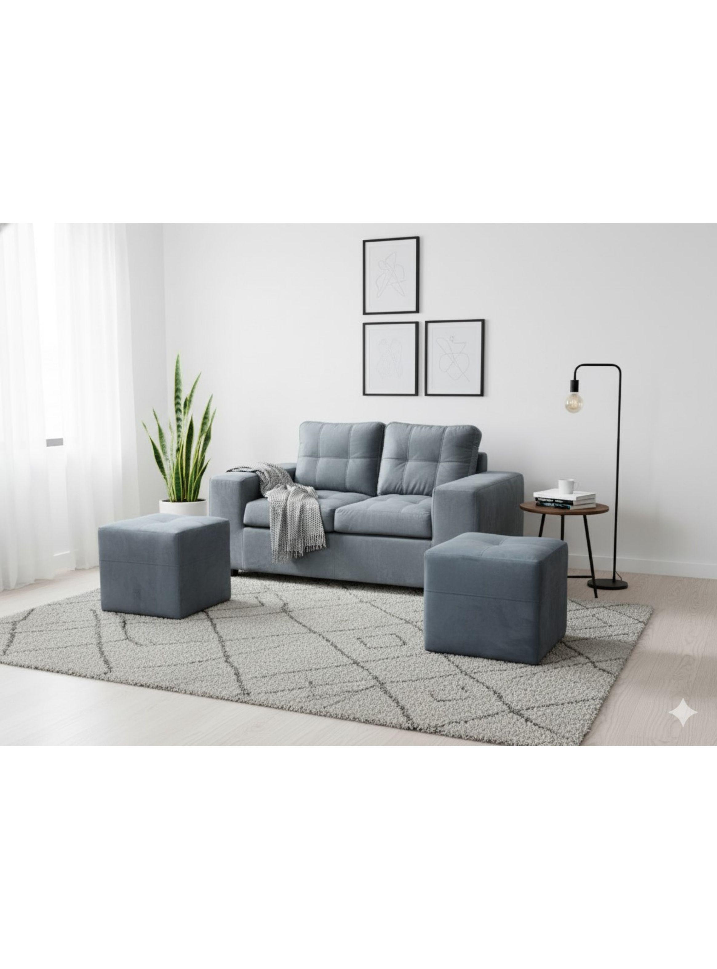 Sofá 2 cuerpos + 2 Pouf Lucca Felpa-0