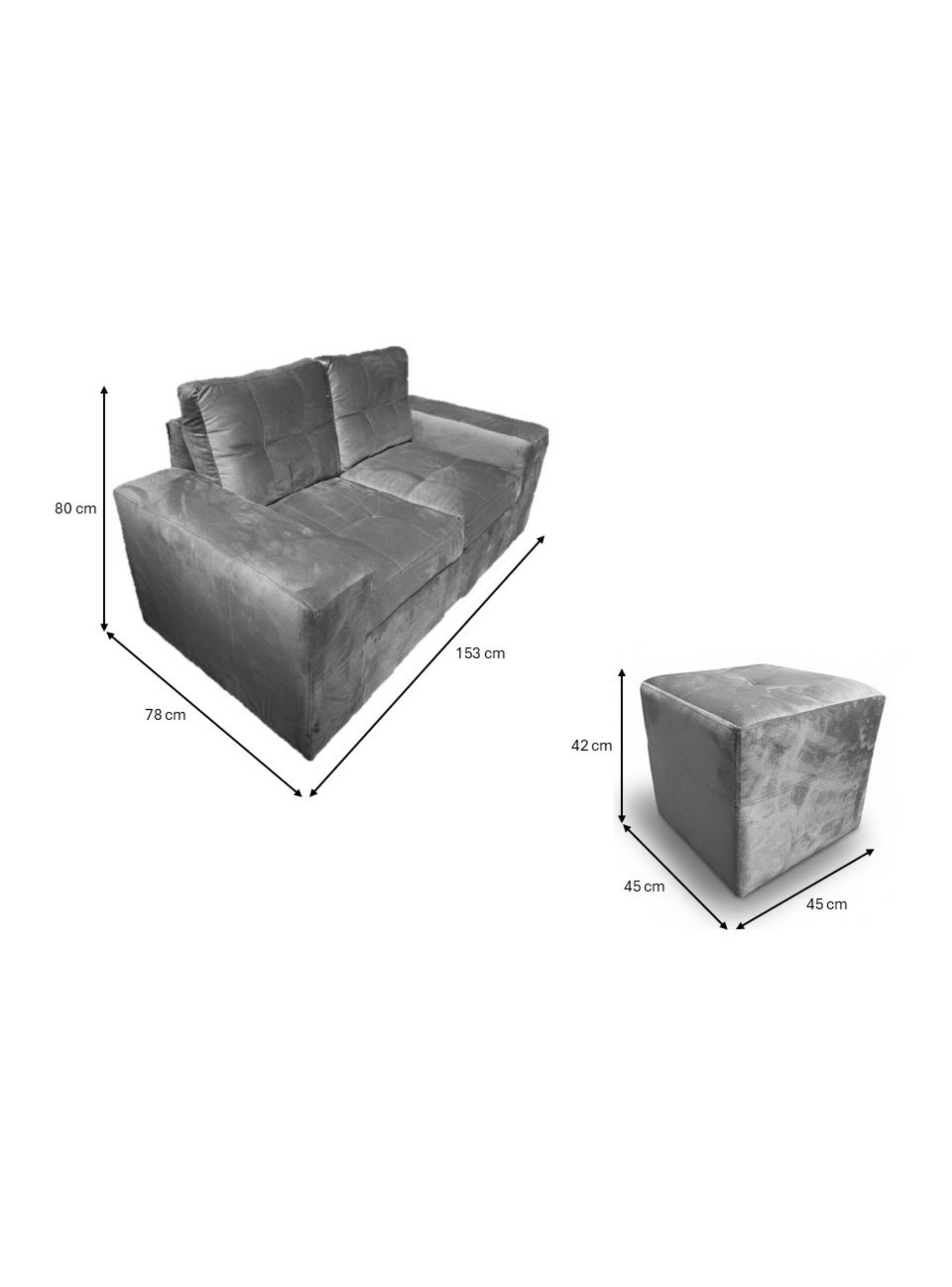 Sofá 2 cuerpos + 2 Pouf Lucca Felpa-9