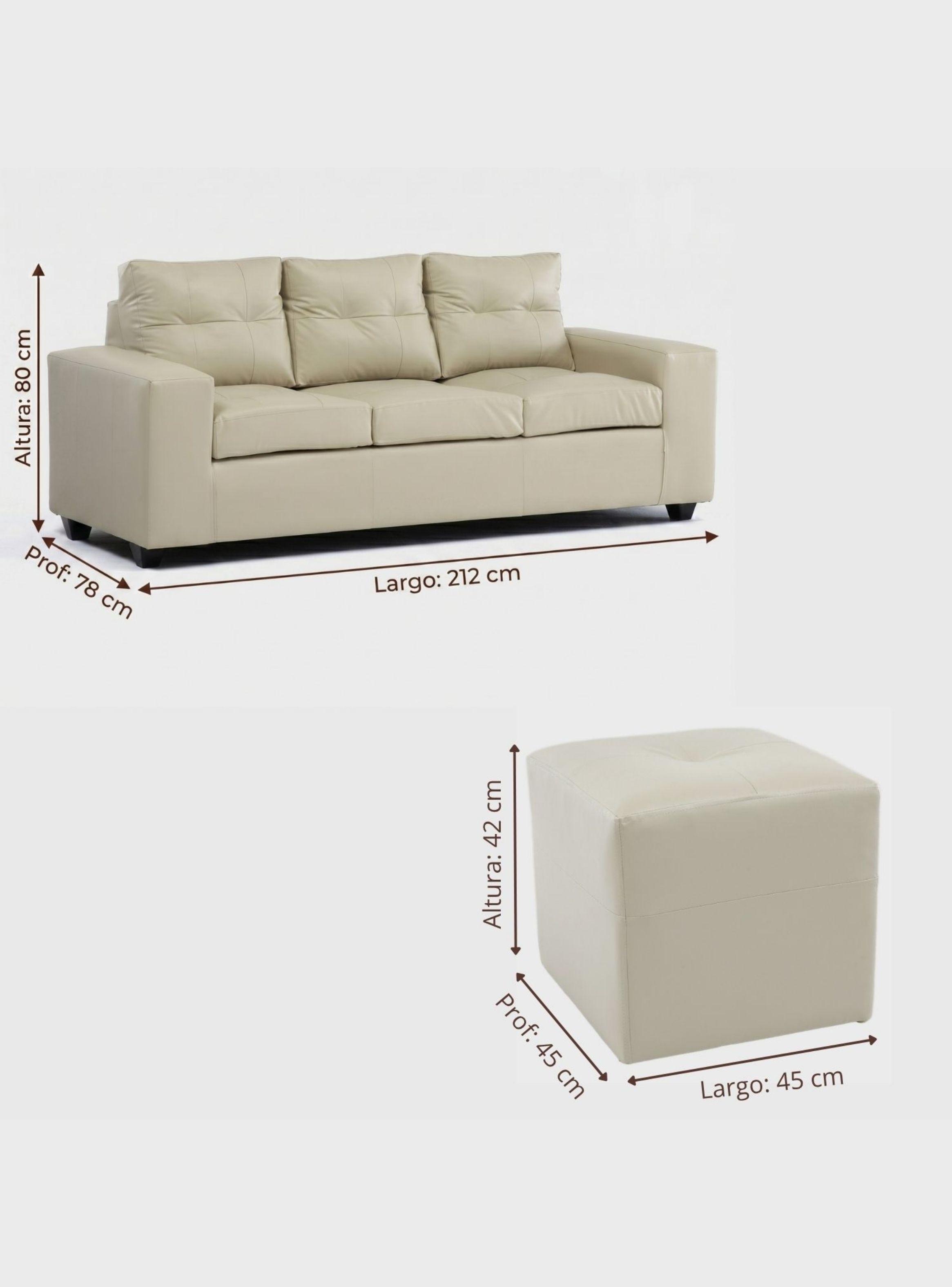 Sofá 3 cuerpos + 2 Pouf Lucca PU-6