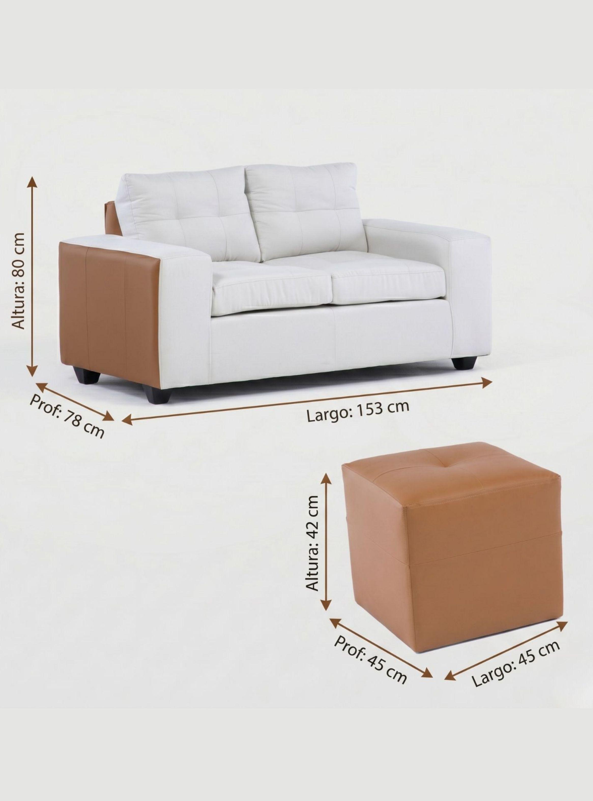 Sofá 2 cuerpos + 2 Pouf Lucca Tela-PU-9
