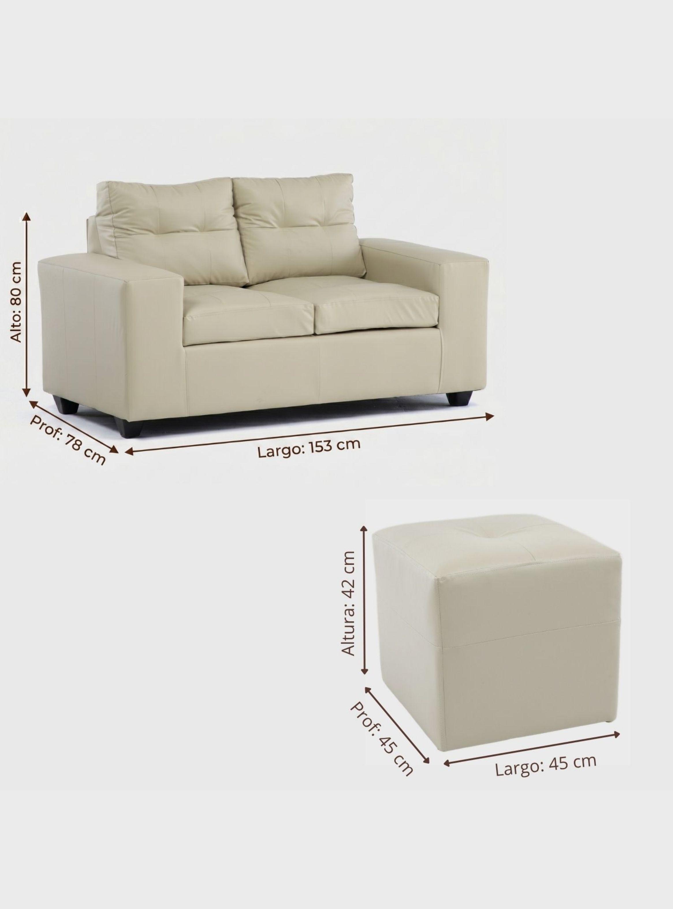 Sofá 2 cuerpos + 2 Pouf Lucca PU-7