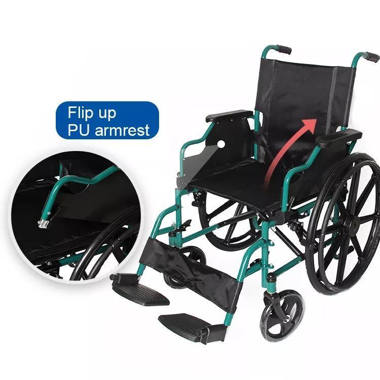 SILLA DE RUEDAS MANUAL DE ACERO CON BRAZOS ABATIBLES -1