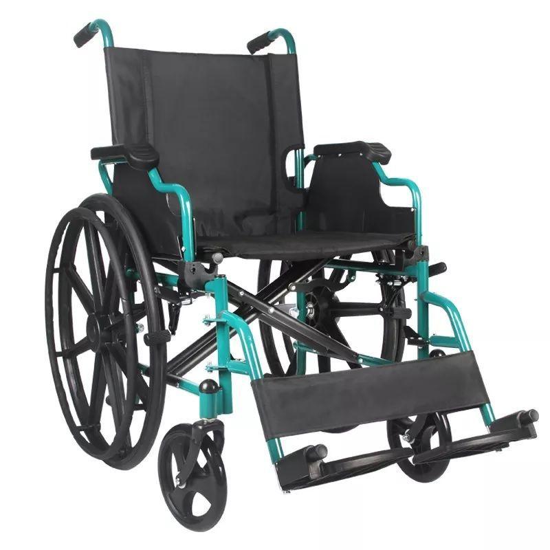SILLA DE RUEDAS MANUAL DE ACERO CON BRAZOS ABATIBLES -0