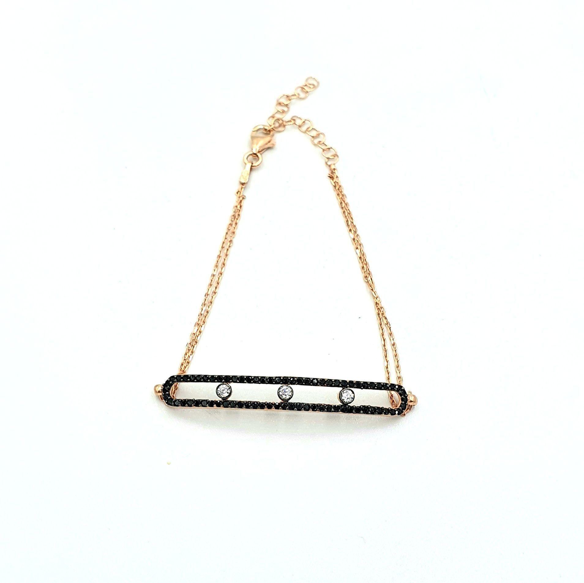 PULSERA SIYAH ROSADA PLATA-0