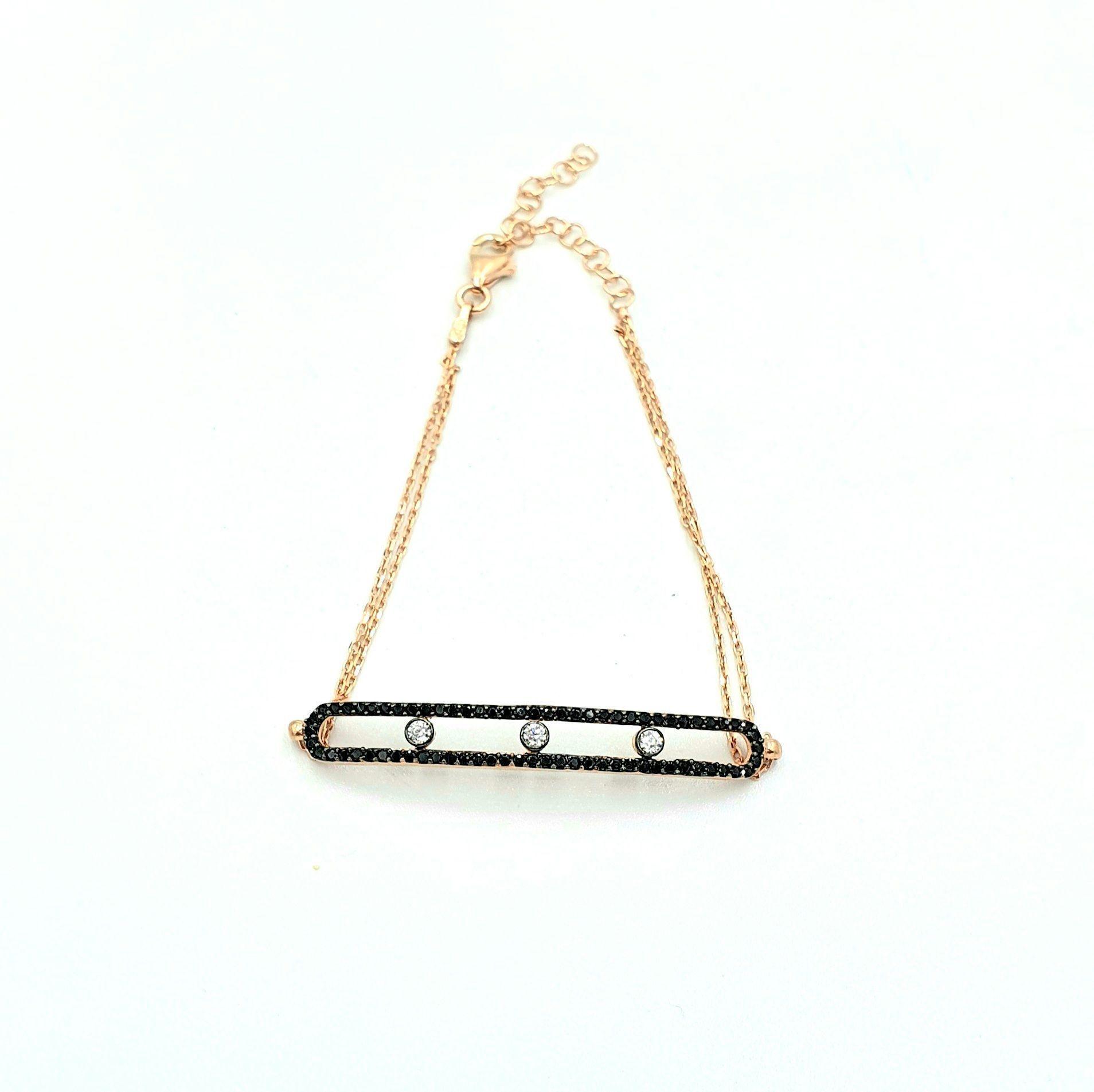 PULSERA SIYAH ROSADA PLATA-1