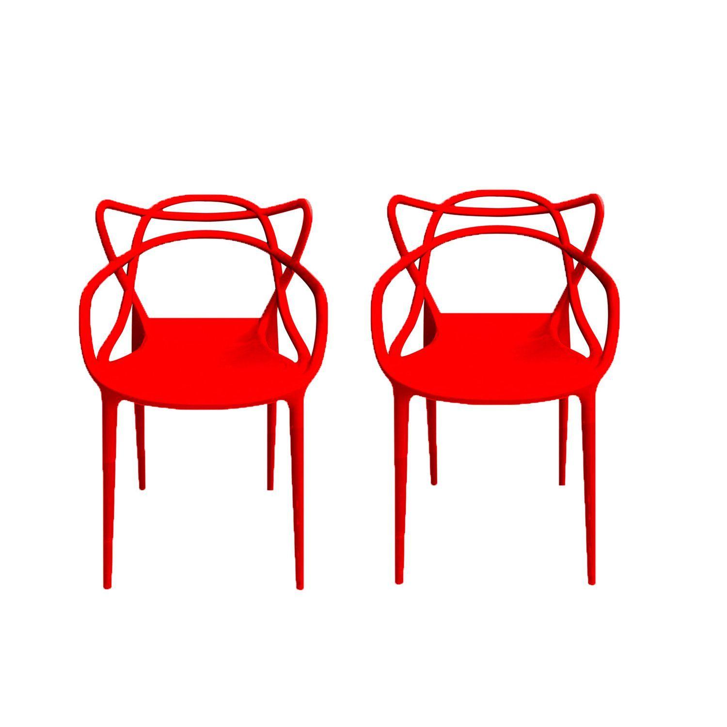 Pack 2 Sillas Art Sidney Con Brazos Roja-0