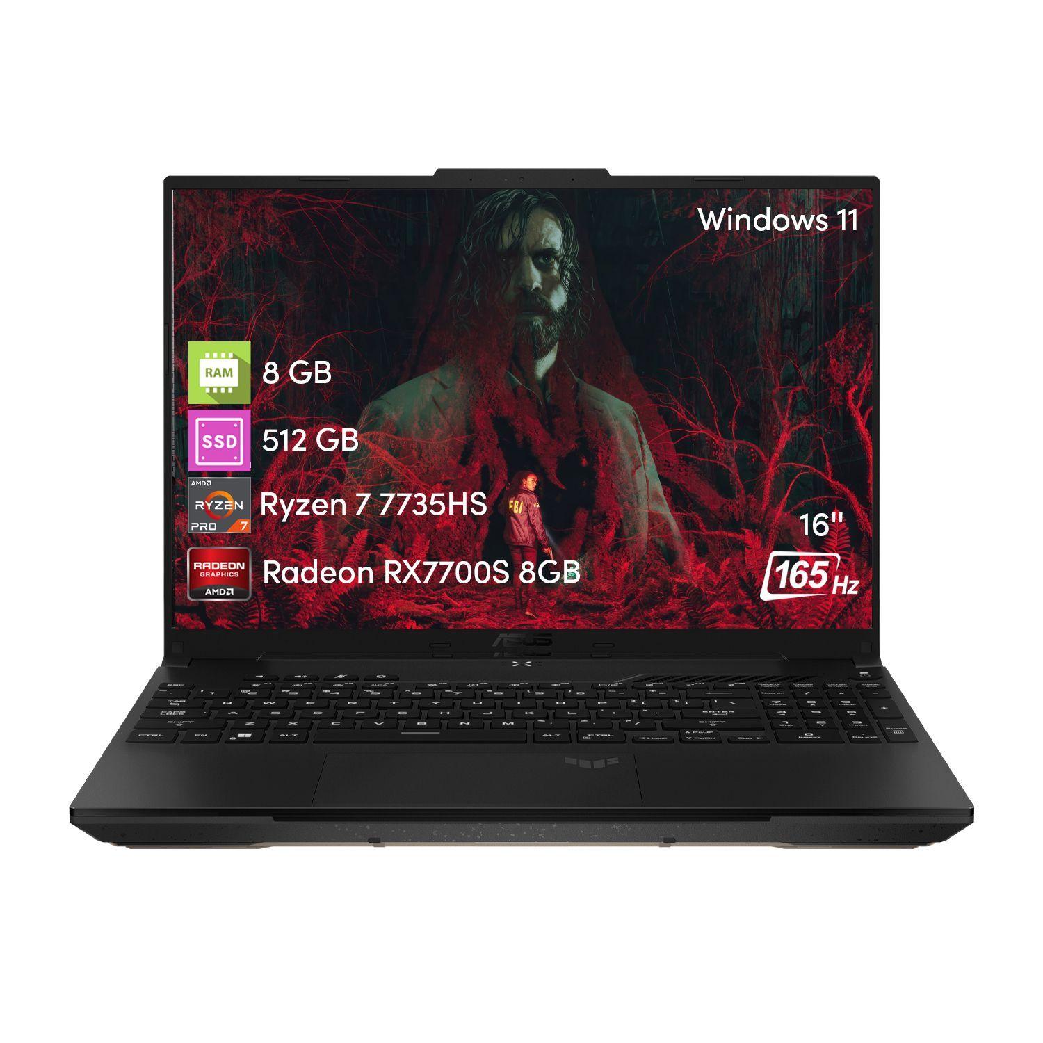 Notebook Asus Tuf A16 R7 16GB 512GB SSD RX7700S 8GB 16" W11-0
