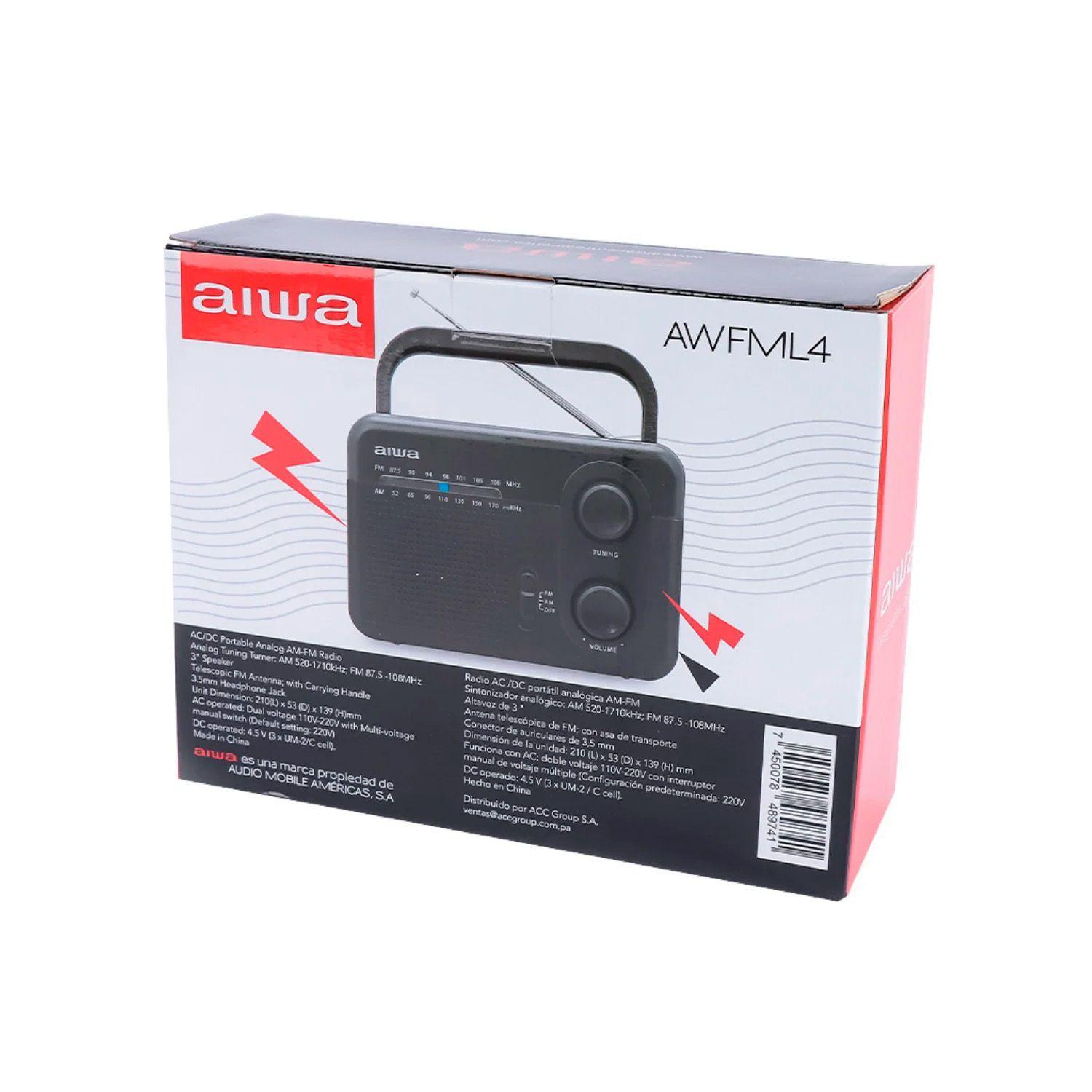 Radio Análoga Portátil Aiwa Aw-fml4 Fm-am Jack 3.5mm-3