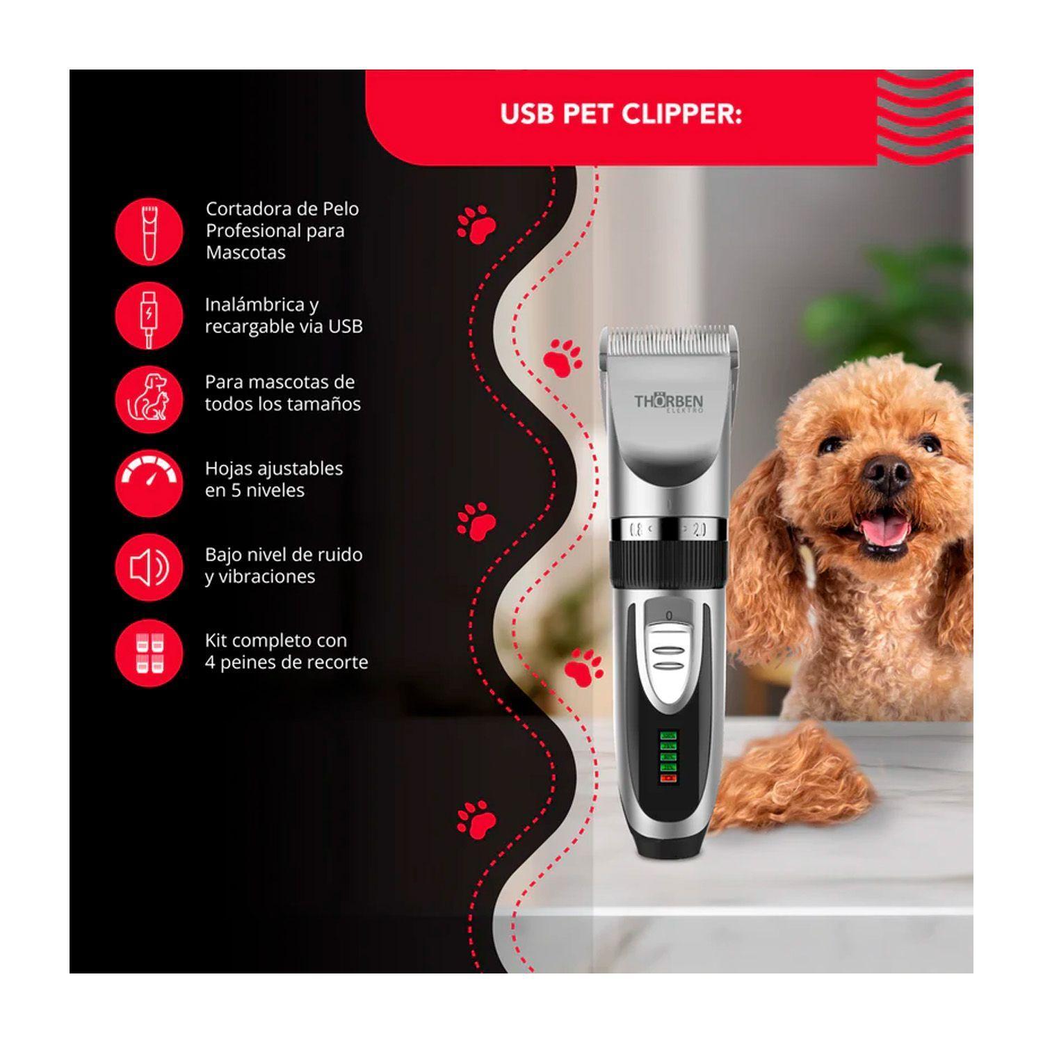 Máquina Corta Pelo Thorben Cordless Usb Pet Clipper-3