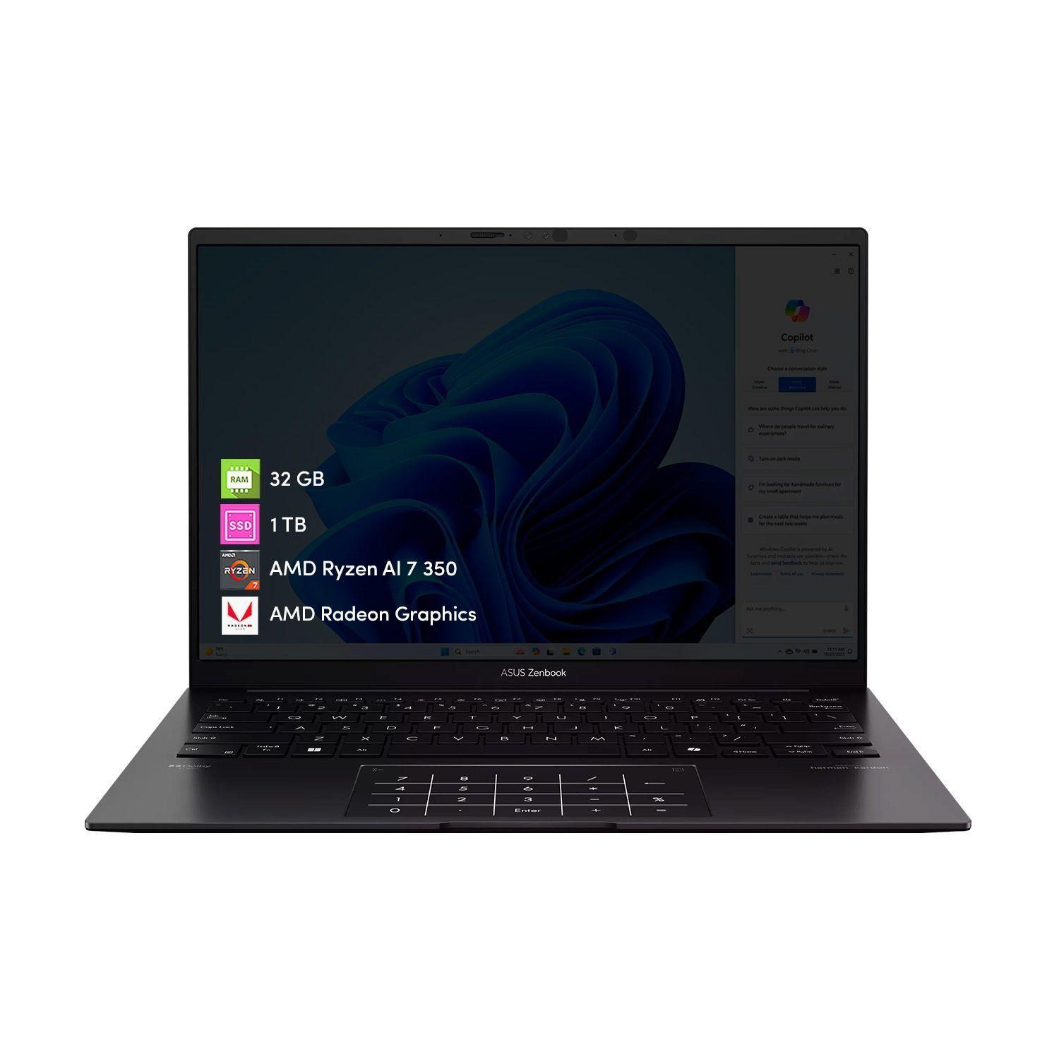 Notebook Asus Zenbook 14 Ryzen AI 7 32GB 1TB SSD 14 OLED T ctil W11-0