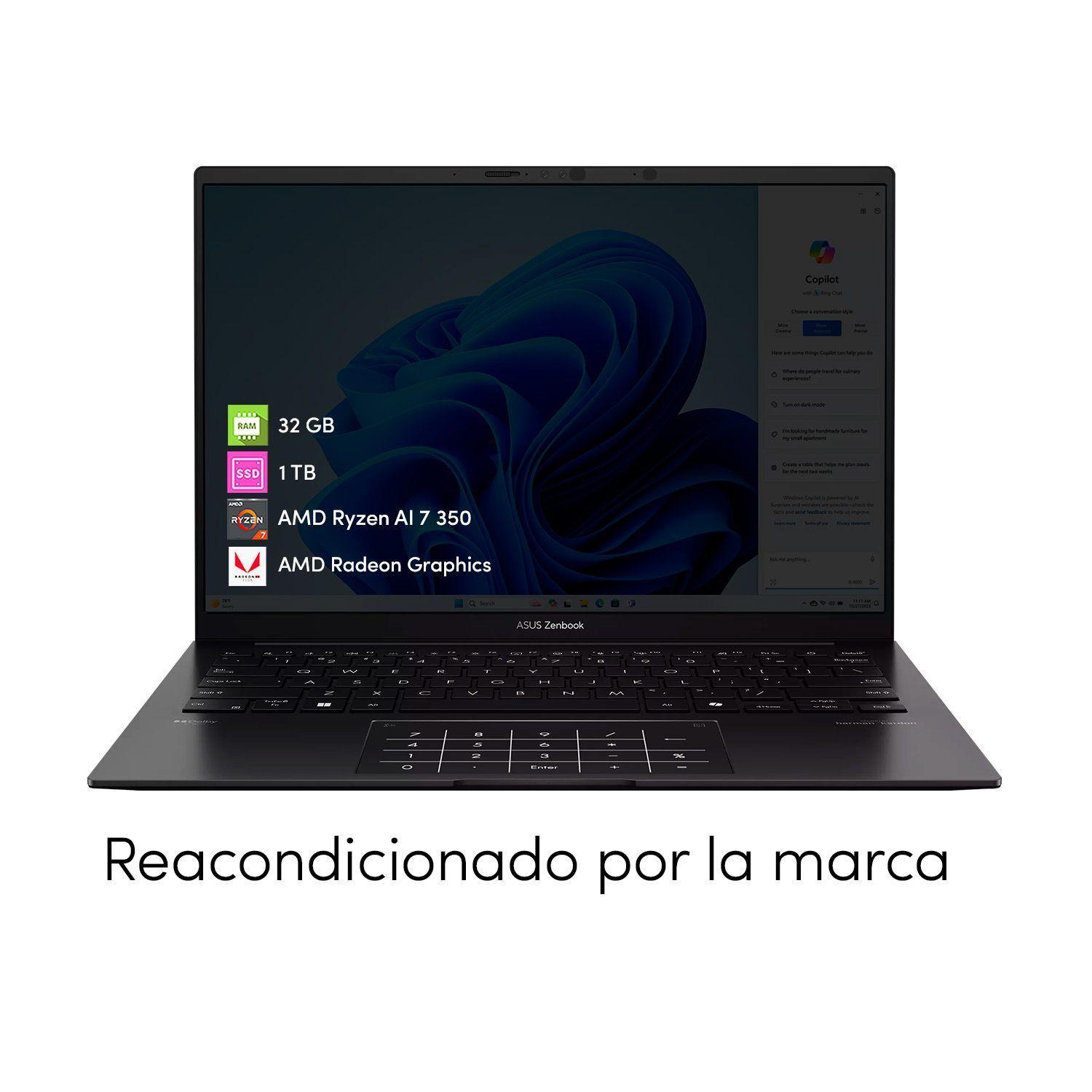 Notebook Asus Zenbook 14 Ryzen AI 7 32GB 1TB SSD 14 OLED T ctil W11-1