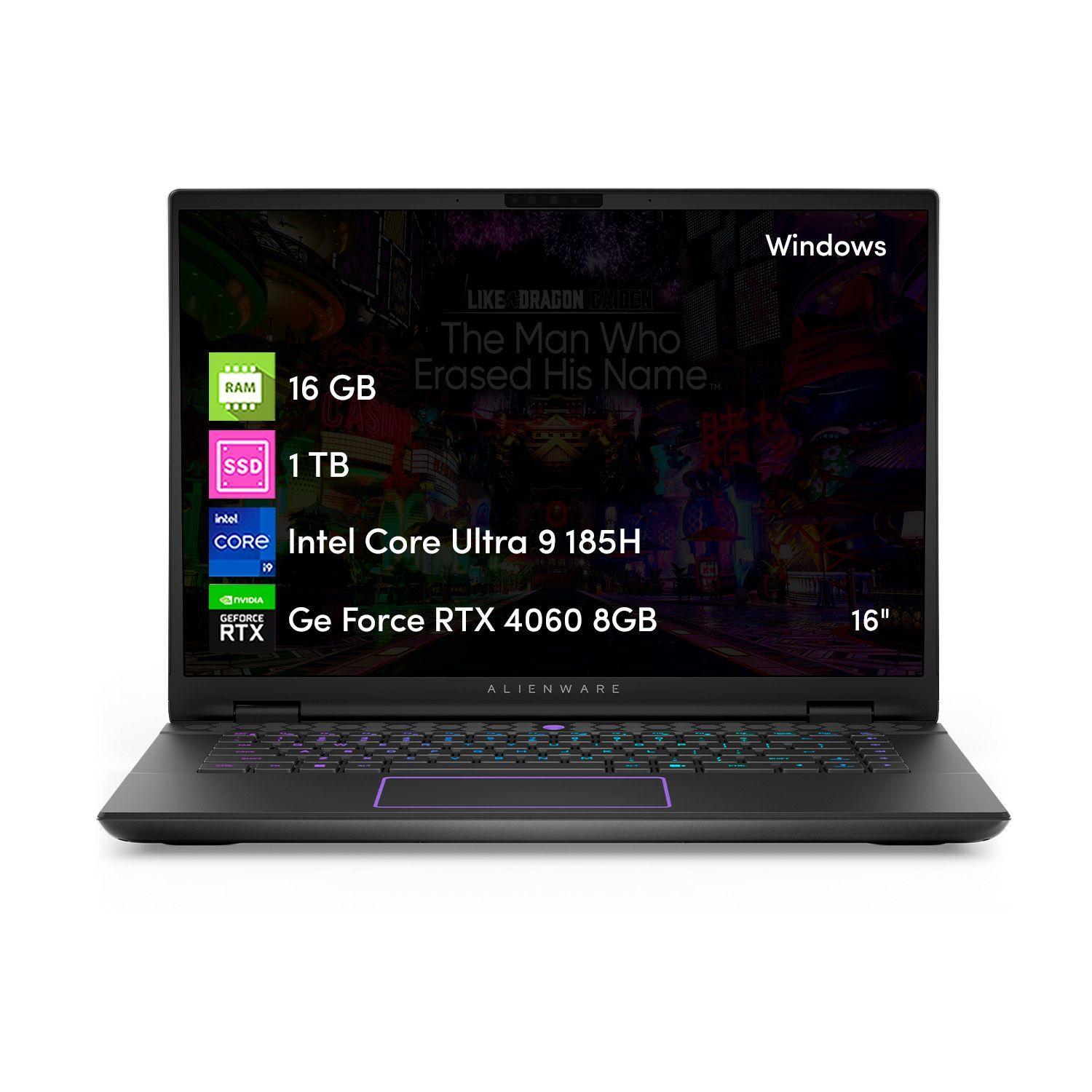 Notebook Gamer Dell Alienware M16 Ultra 9 16GB 1TBSSD RTX4060 16" QHD+-0