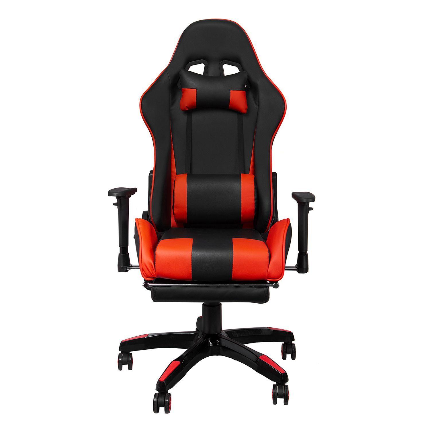 Silla Gamer Nibio GC181 Reclinable 180 Apoya Pies y Brazos Rojo Negro-0