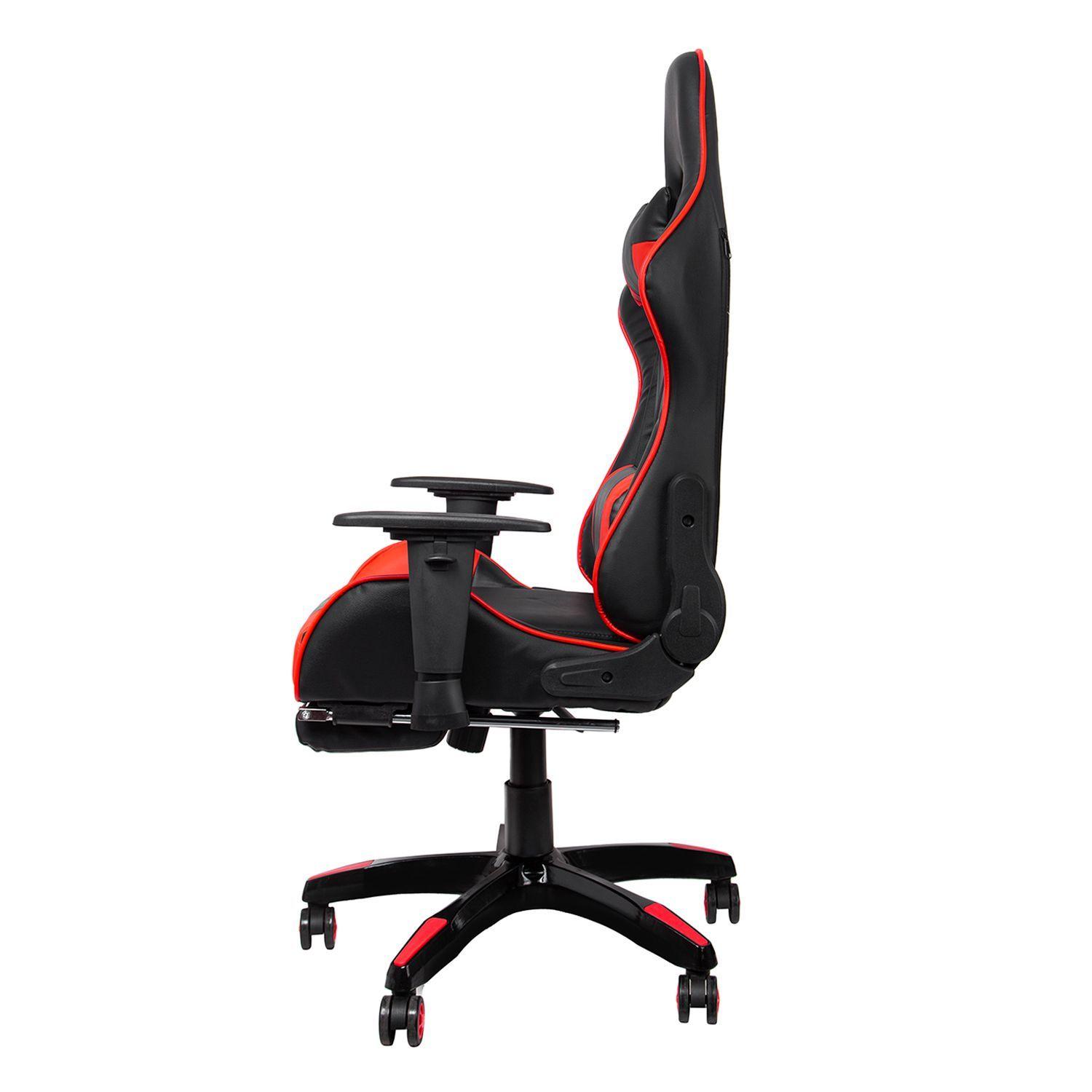 Silla Gamer Nibio GC181 Reclinable 180 Apoya Pies y Brazos Rojo Negro-2