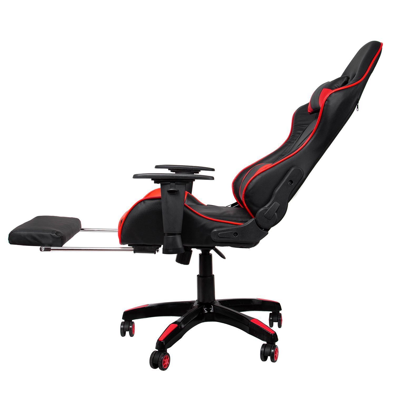 Silla Gamer Nibio GC181 Reclinable 180 Apoya Pies y Brazos Rojo Negro-3