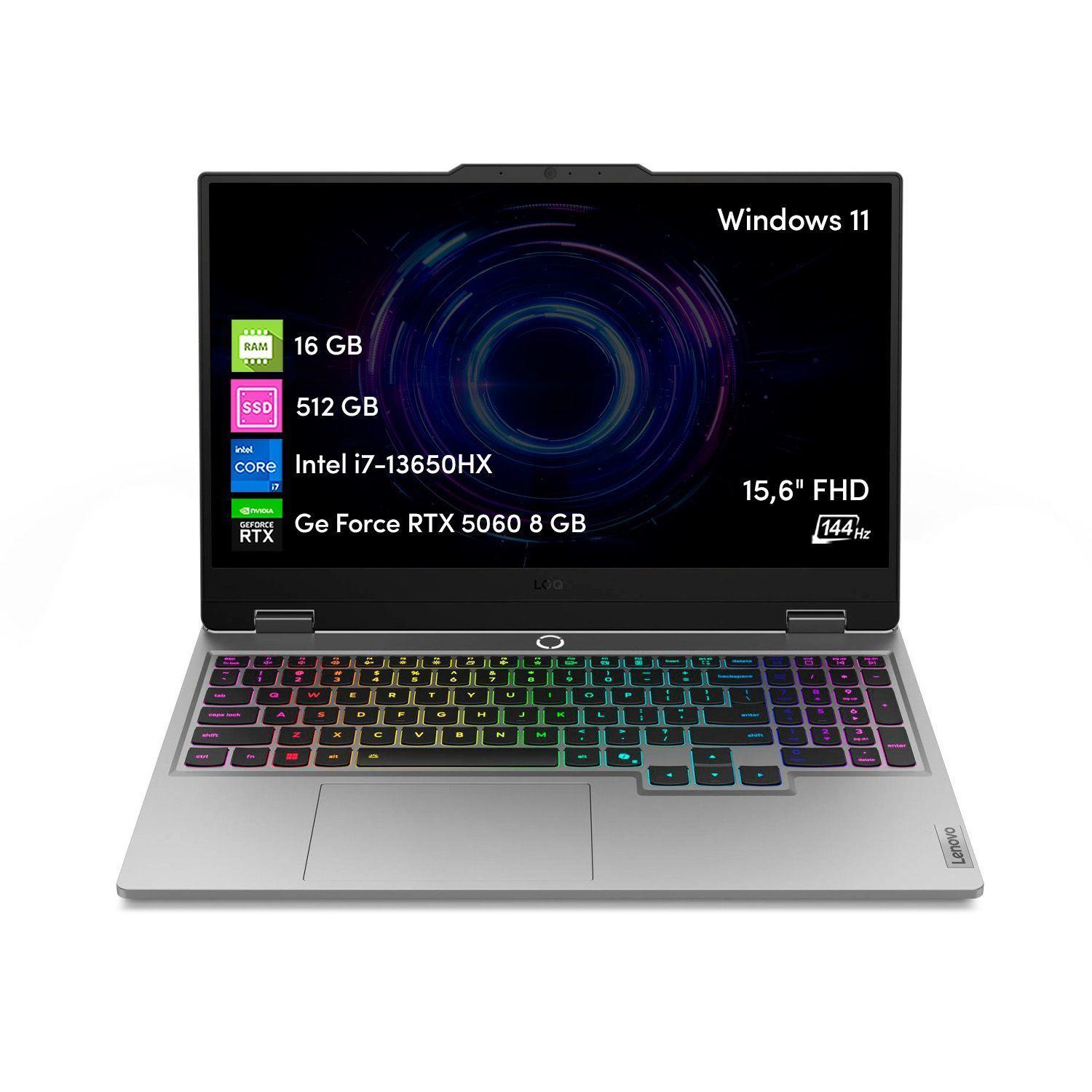 Notebook Lenovo LOQ Intel i7-13650HX 16GB 512GB SSD RTX 5060 8GB 15.6" FHD 144Hz WIN11-0