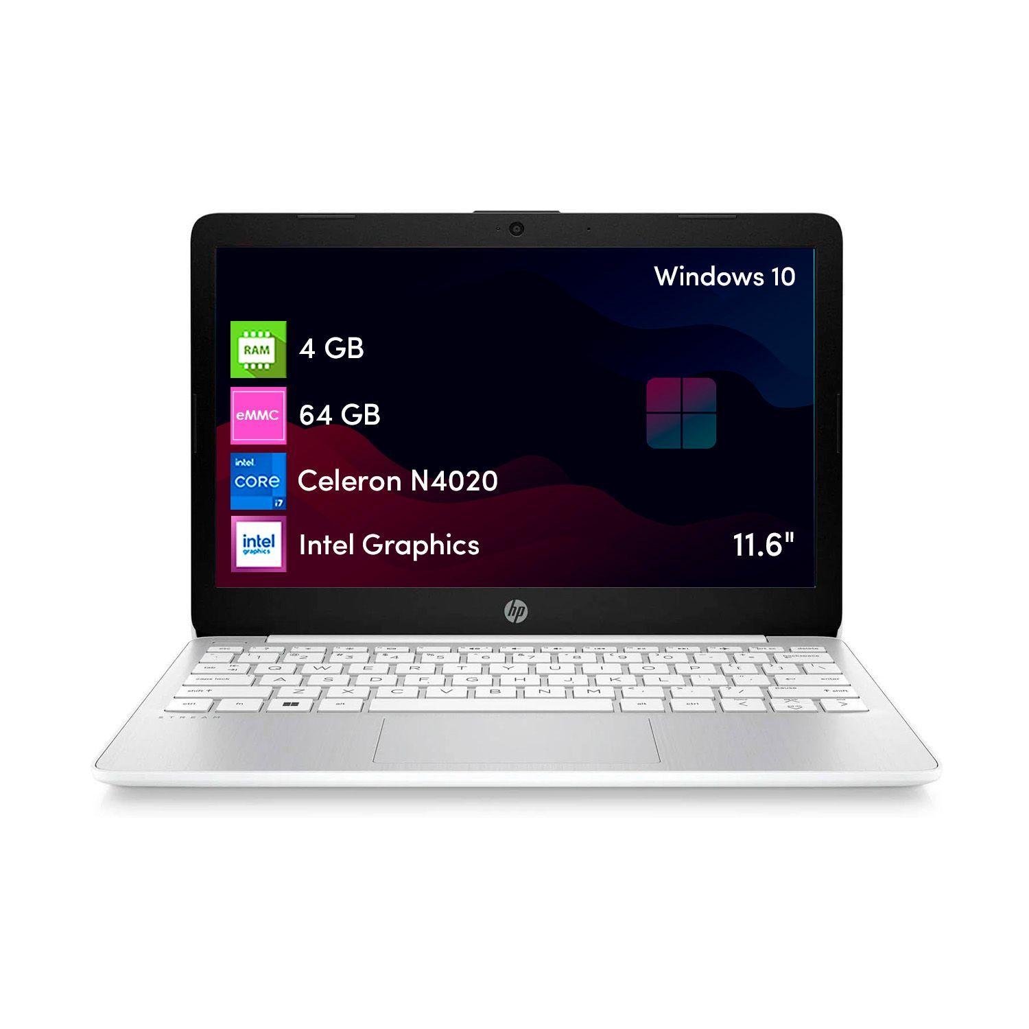 Notebook Hp Stream Celeron 4GB 64GB 11.6" Win10 Blanco-0