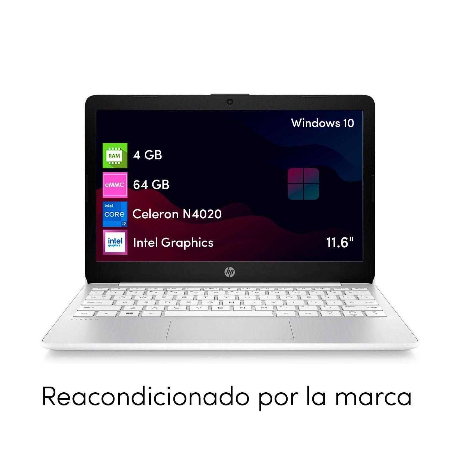 Notebook Hp Stream Celeron 4GB 64GB 11.6" Win10 Blanco-1