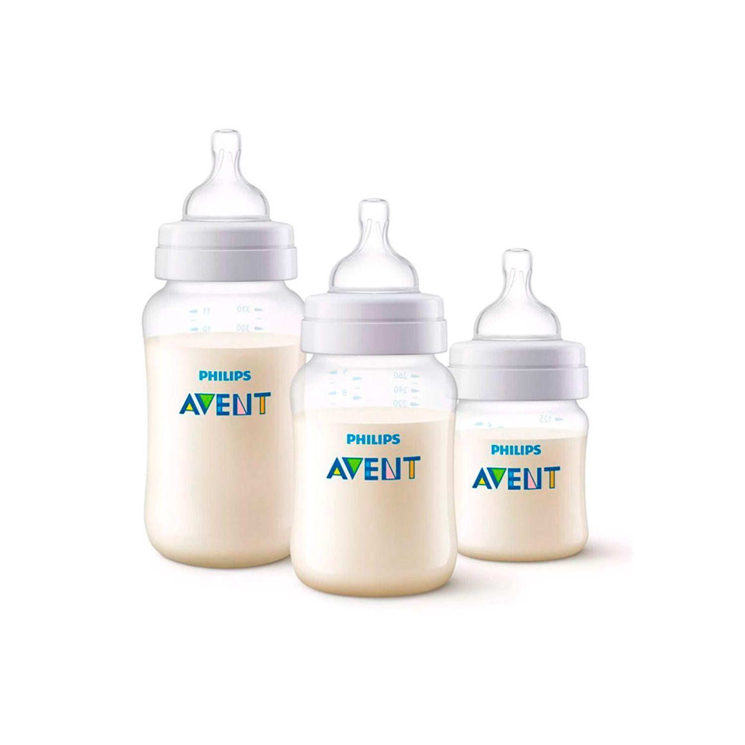 Set Mamadera Anticólicos Avent 125ml+260ml+330ml Traslúcida-1
