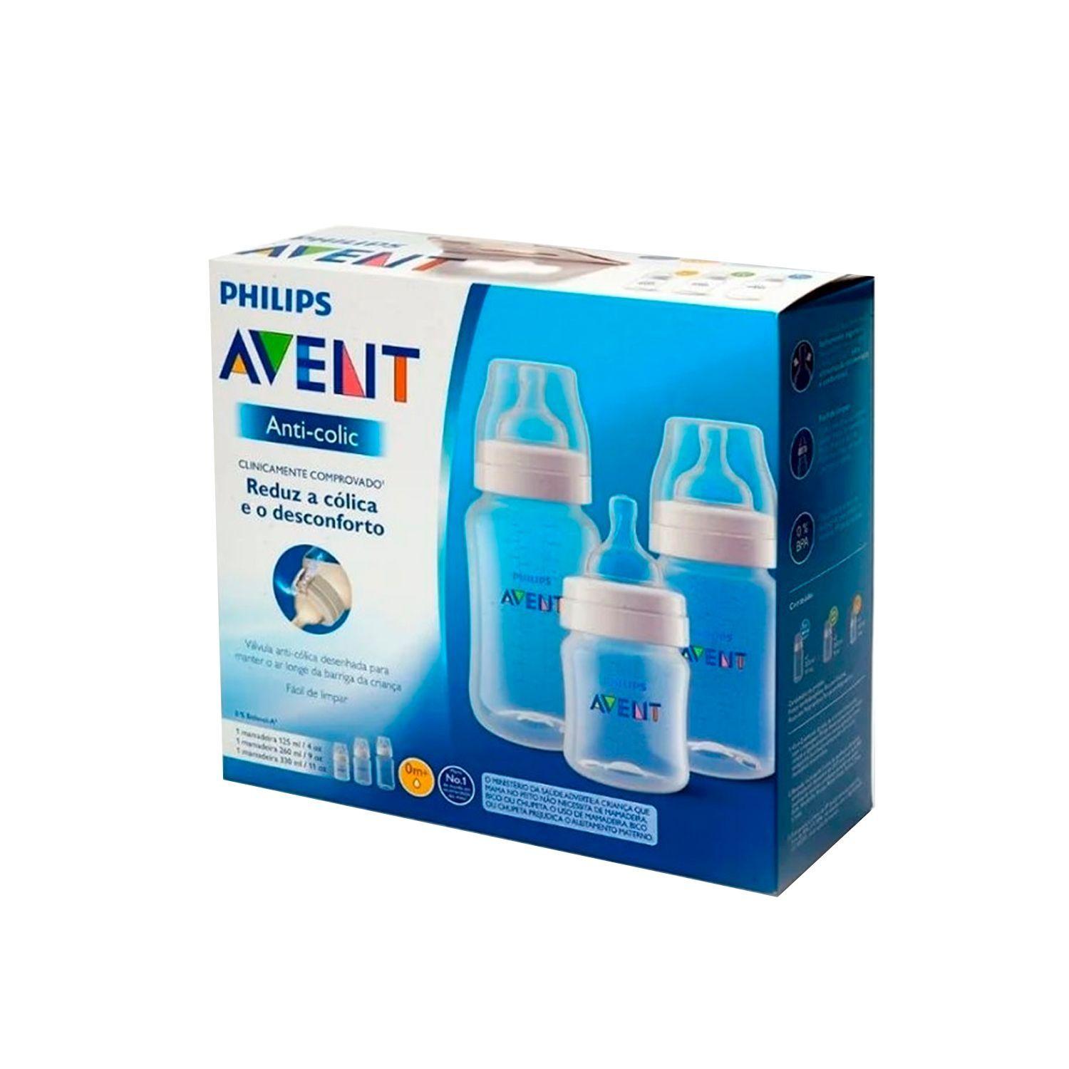 Set Mamadera Anticólicos Avent 125ml+260ml+330ml Traslúcida-3