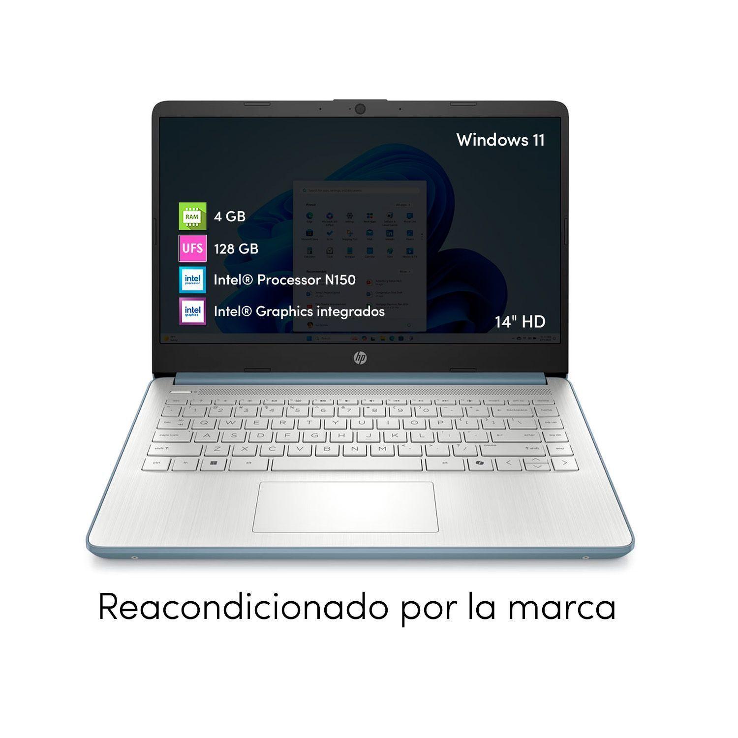 Notebook HP Intel N150 4GB 128GB UFS 14 HD W11 Azul Luna-1