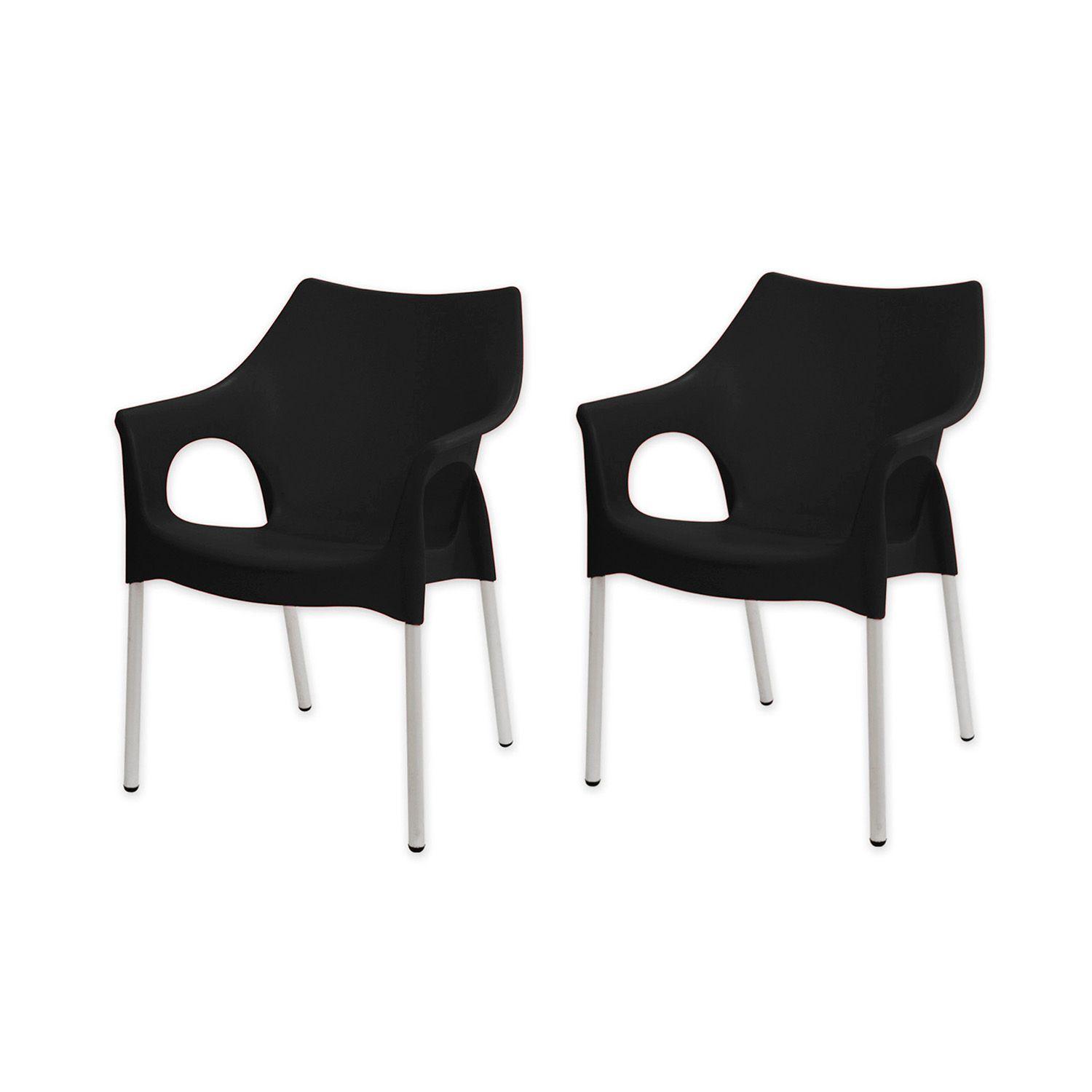Pack 2 Sillas Comedor Style Con Brazos Negro-0