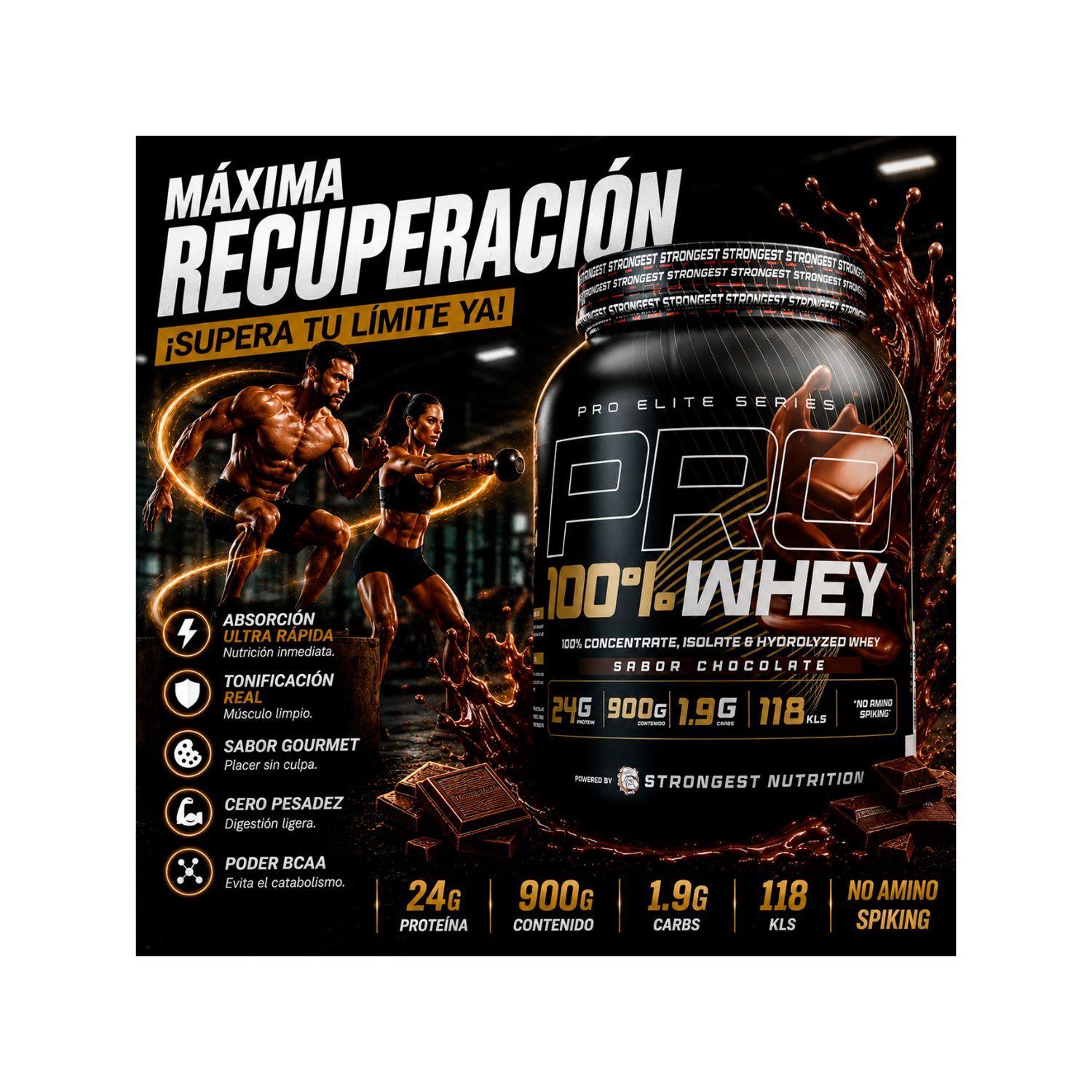 Proteina Strongest Pro 100% Whey Chocolate 900gr-1