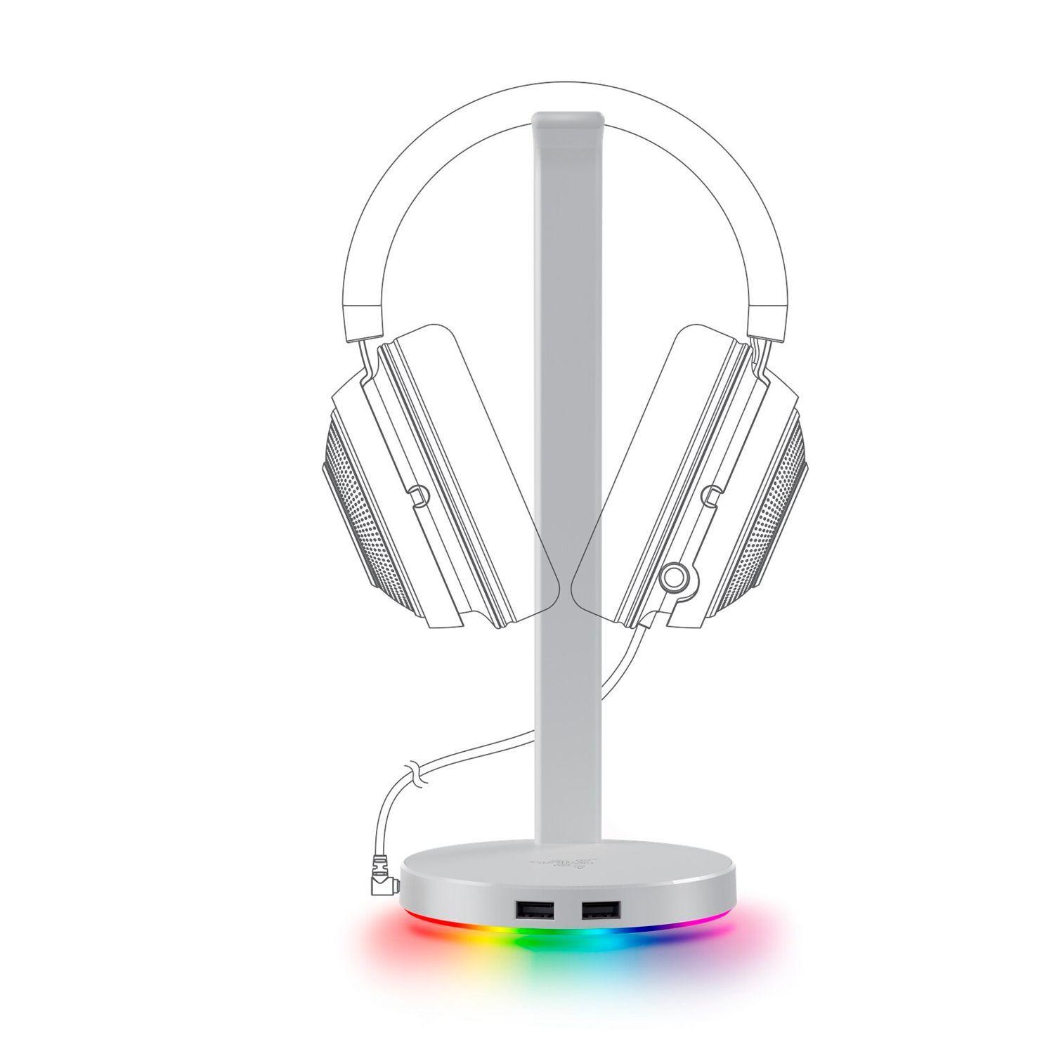 Soporte de Audífono Razer Base Station V2 Mercury Blanco RGB-2