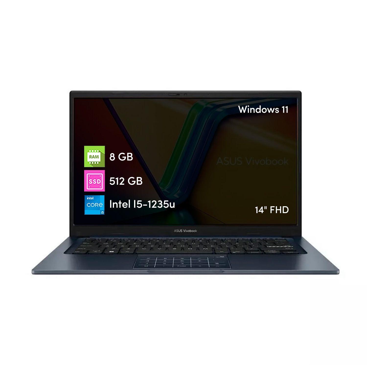 Notebook Asus Intel i5 8GB 512GBSSD 14' FHD Win1-0