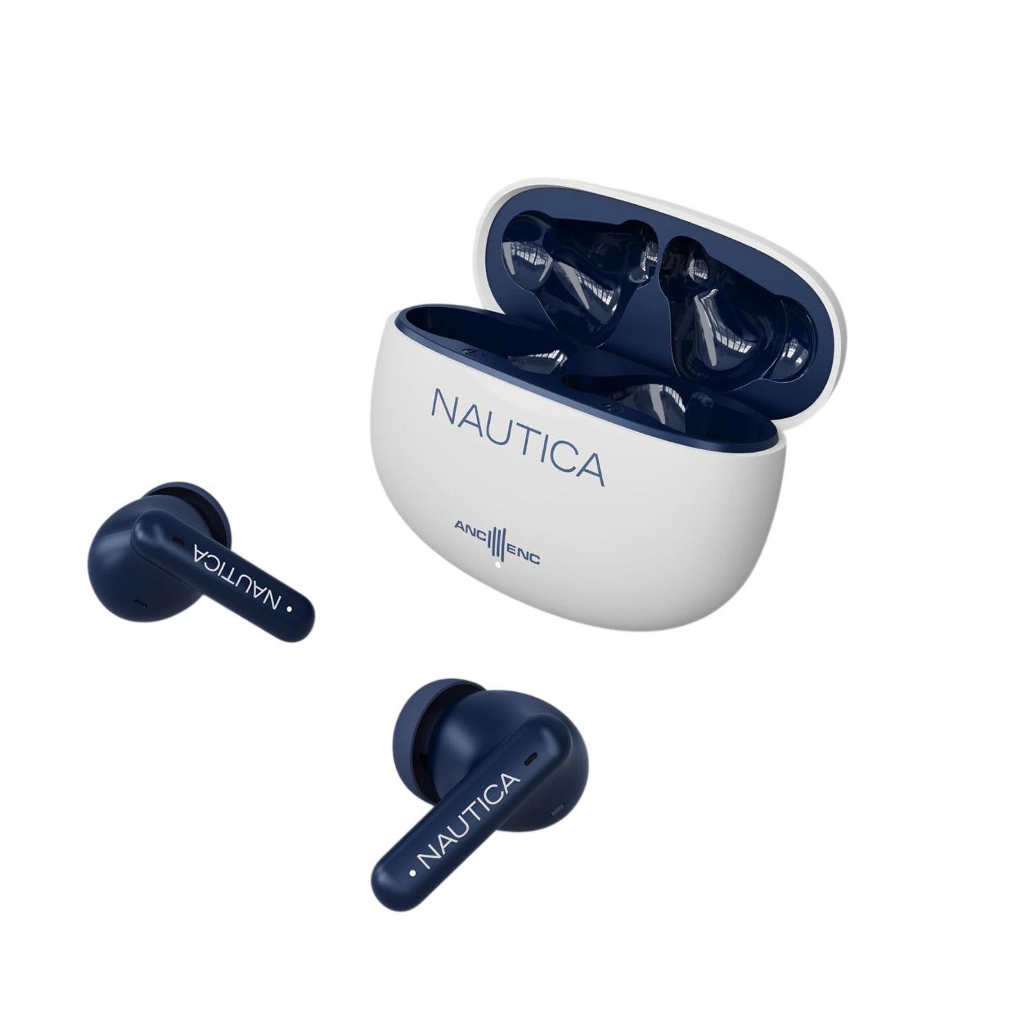 Audifonos Inalambricos Nautica T680 Hybrid Noise Cancelling Blanco y Azul-2