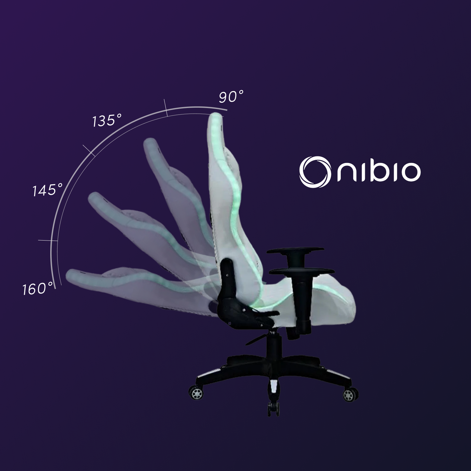 Silla Gamer Nibio Pro RGB con Control Remoto Apoyabrazos 2D Reclinable Blanca-4
