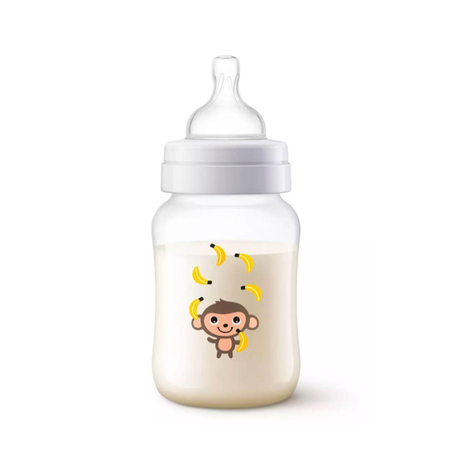 Mamadera Avent Anticólicos Monito 260ml Libre BPA-0