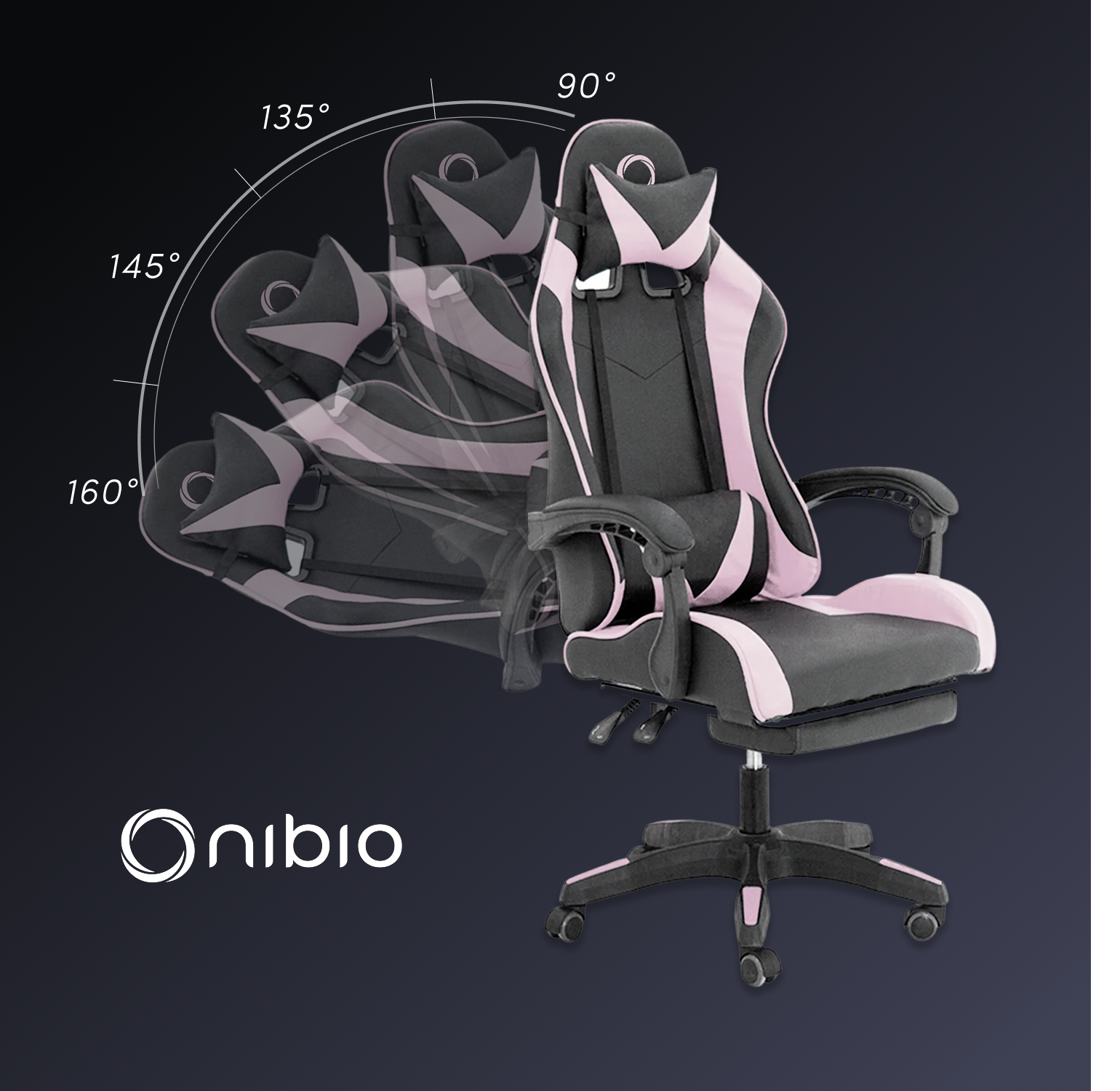 Silla Gamer Nibio GC035 Reclinable 160° Apoya Pies Rosa-3