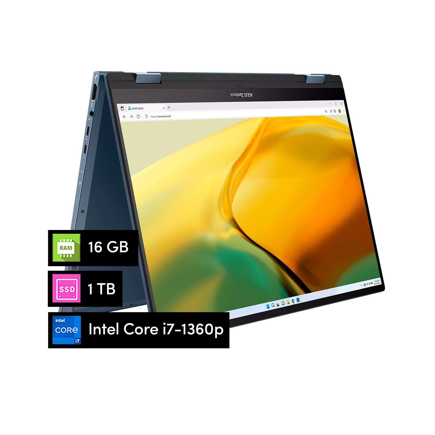 Notebook Asus 2 en 1 Zenbook  i7 16GB 1TB SSD 14' 2.8K W11-0