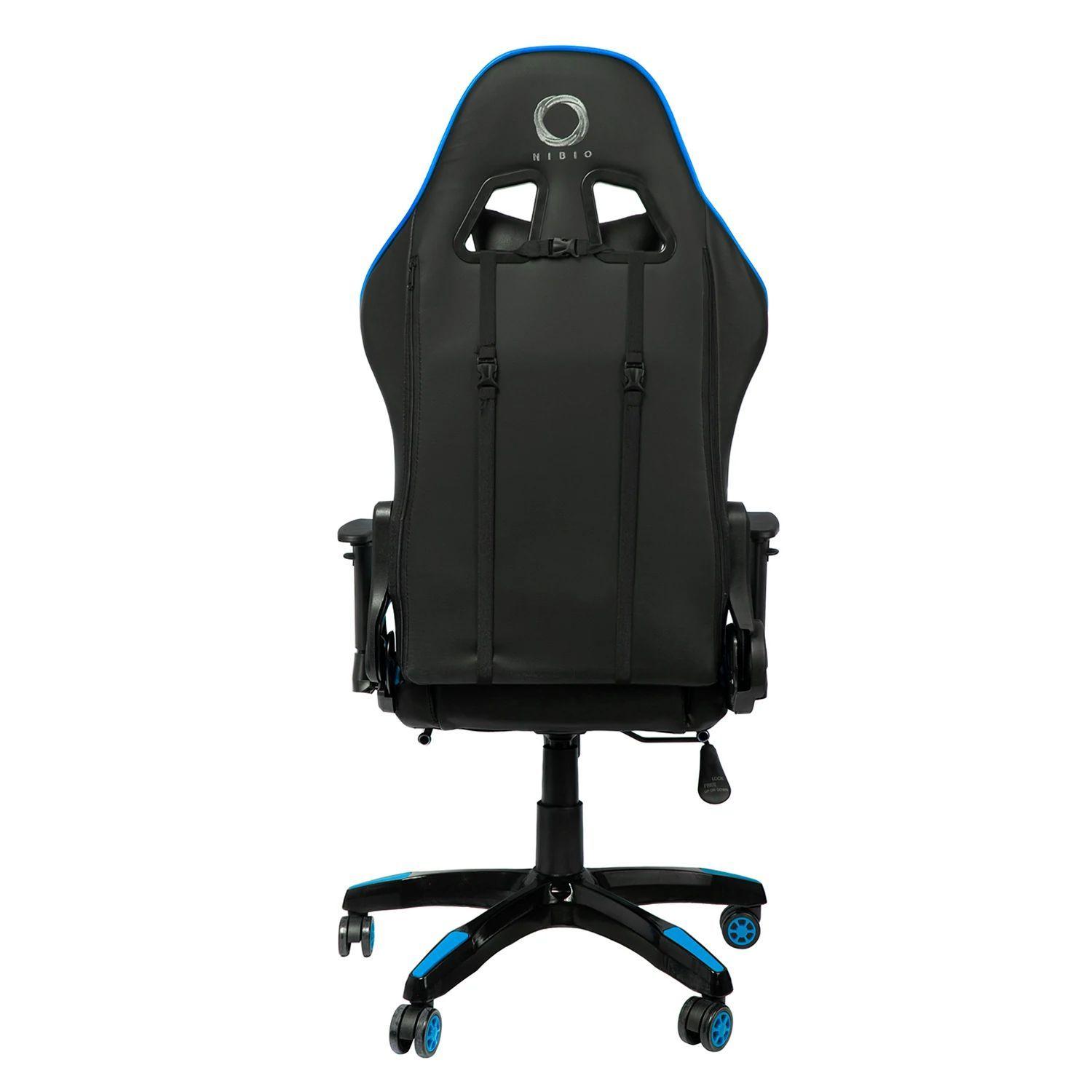 Silla Gamer Nibio GC181 Reclinable 180 Apoya Pies y Brazos Azul y Negro-2