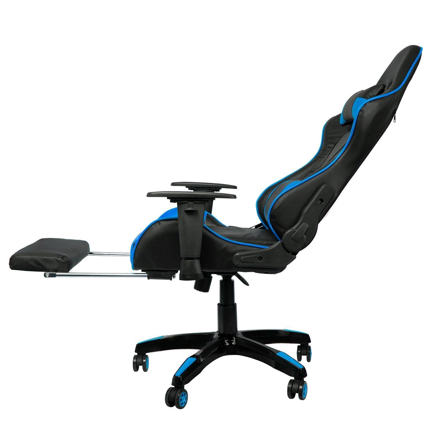 Silla Gamer Nibio GC181 Reclinable 180 Apoya Pies y Brazos Azul y Negro-3